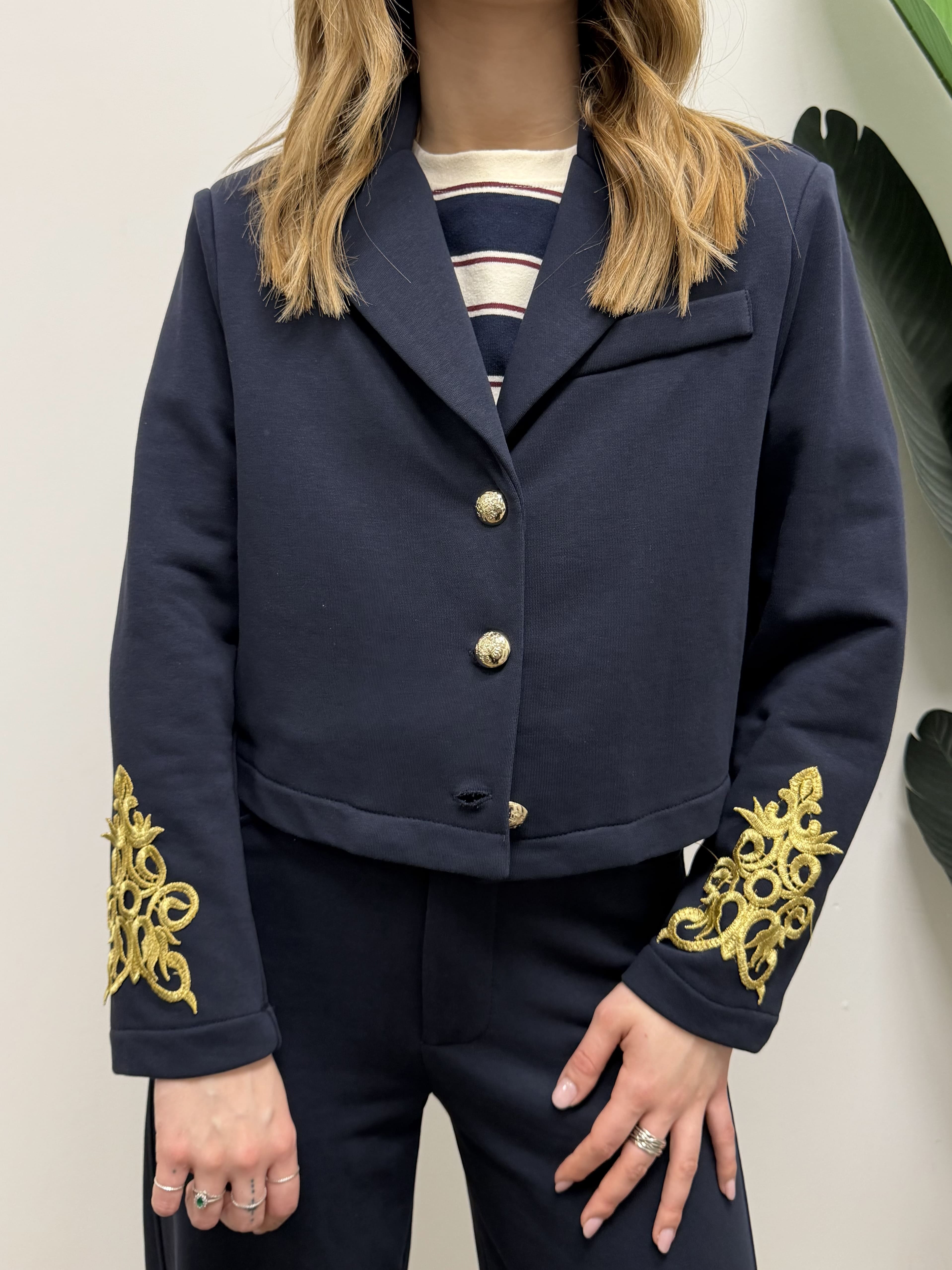 Giacca crop in felpa con ricami Susy Mix