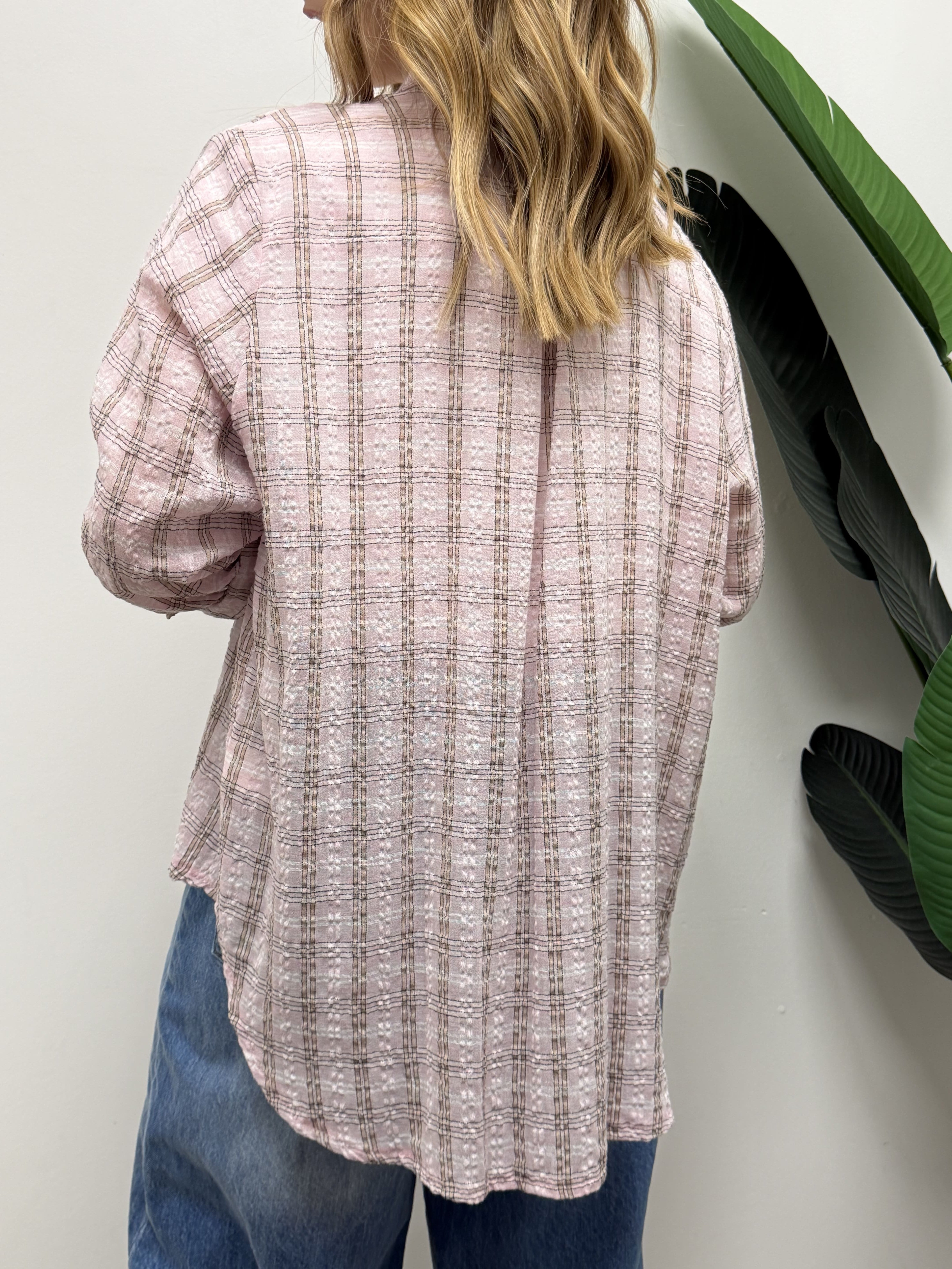 Camicia over check in cotone goffrato MyD