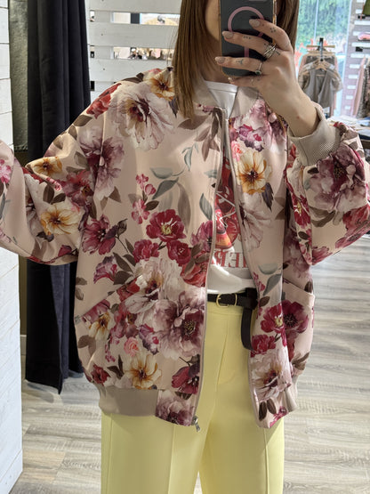 Bomber in raso stampa floreale Susy Mix