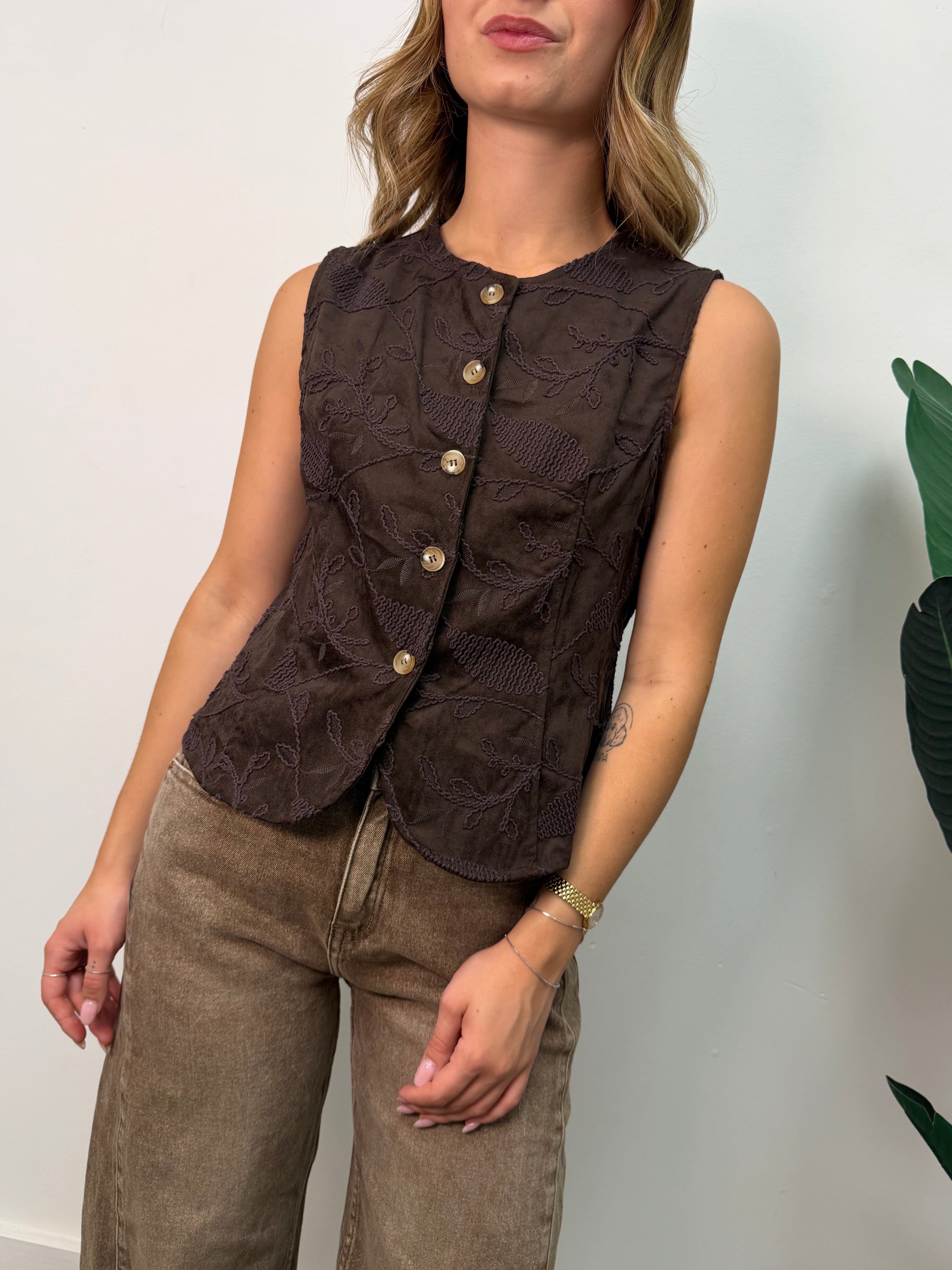 Gilet "texas" con ricami MyD