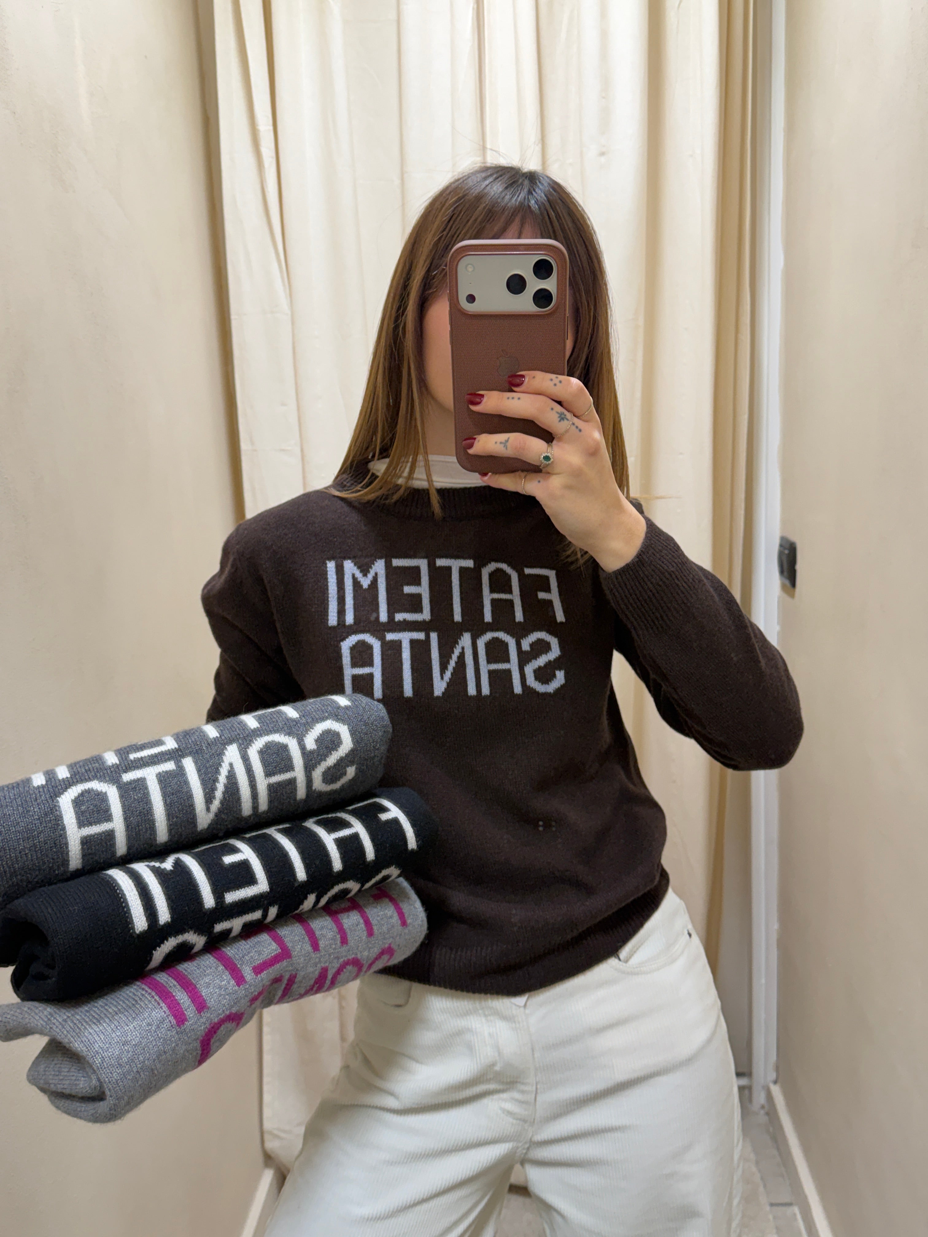 Maglione girocollo misto lana "Fatemi Santa" Tensione In