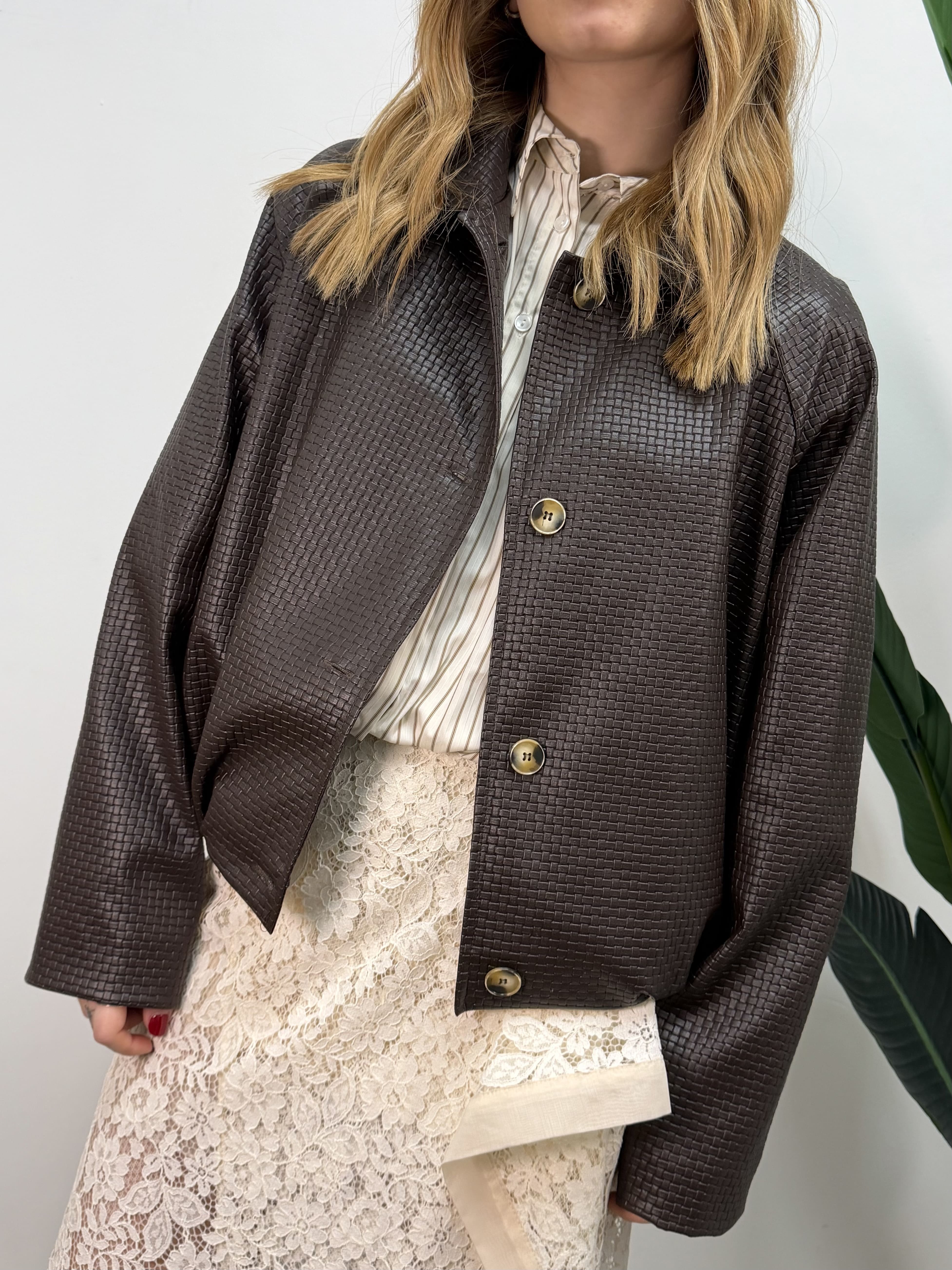 Bomber in ecopelle intrecciata HaveOne