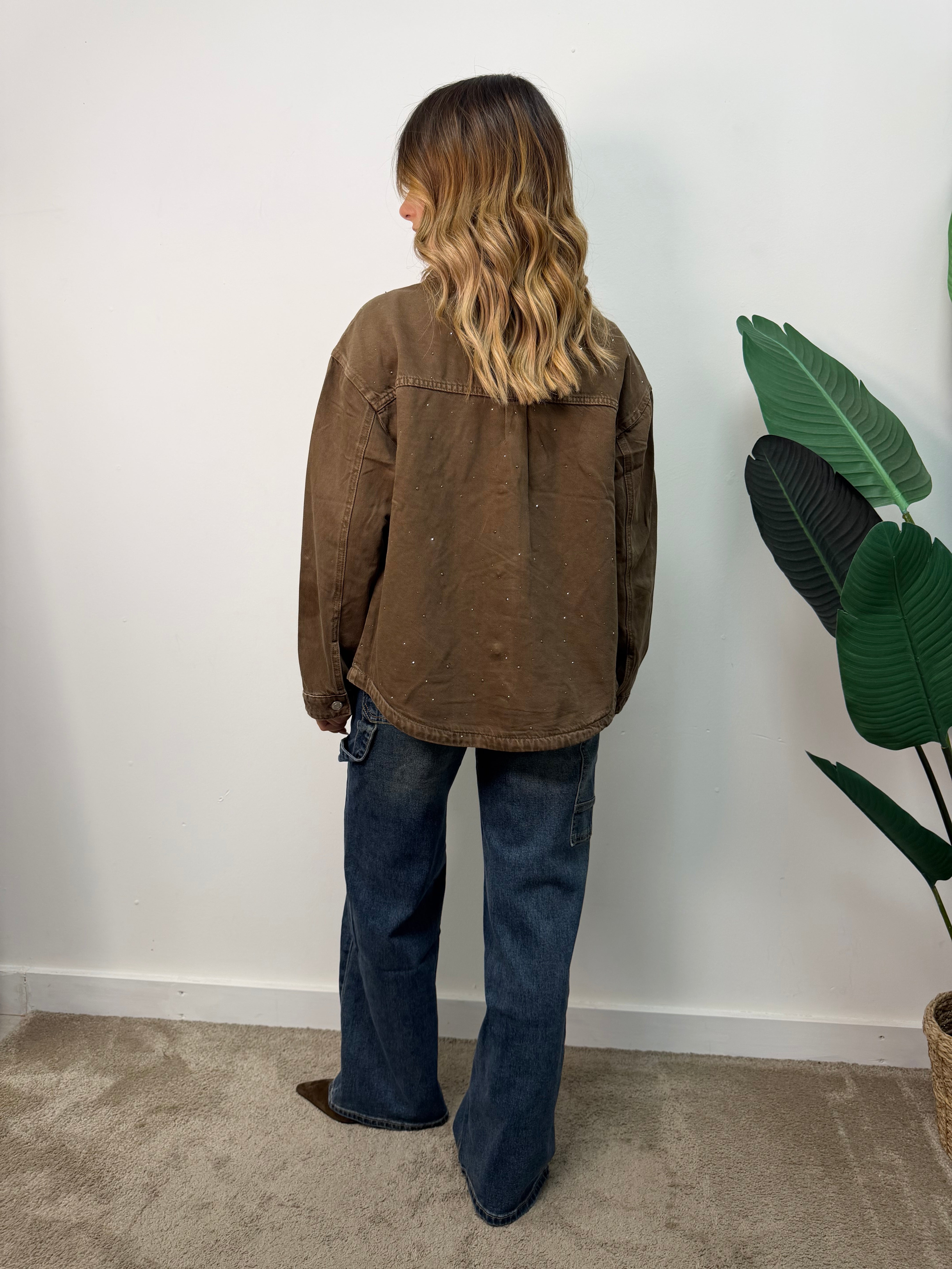 Over shirt in denim con strass MyD