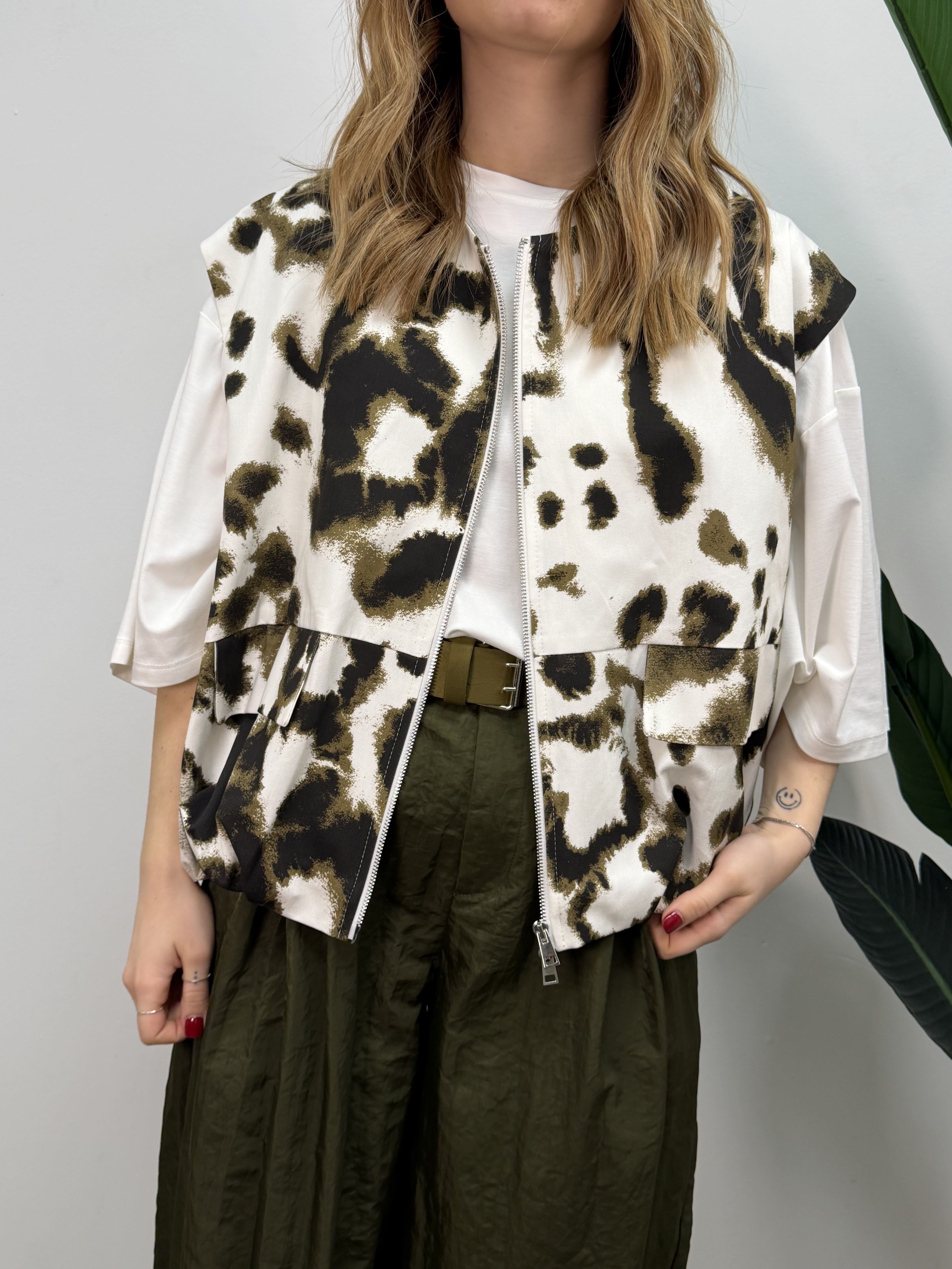 Gilet bomber over stampa animalier Imperial