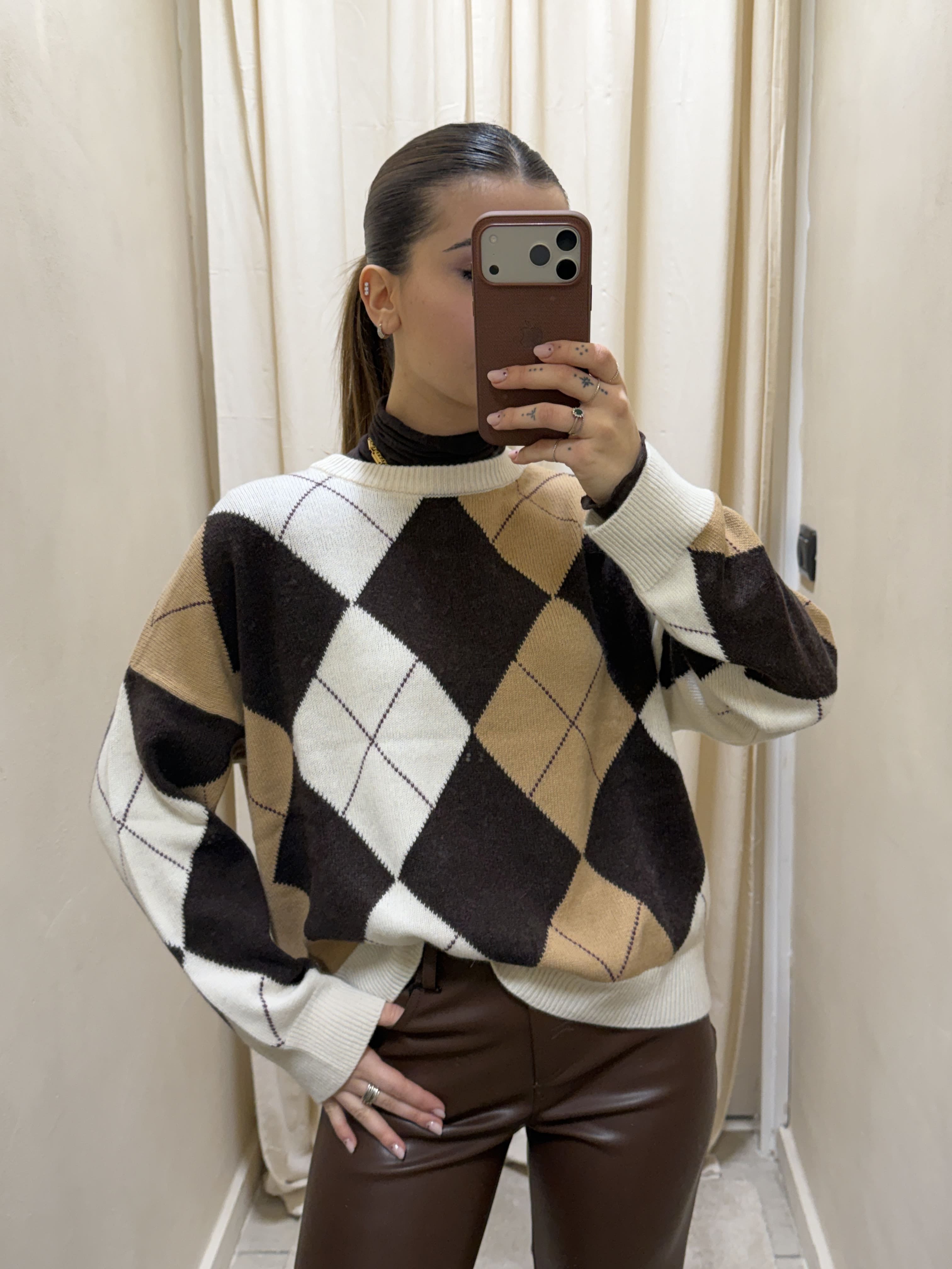 Maglione paricollo a rombi Tensione In