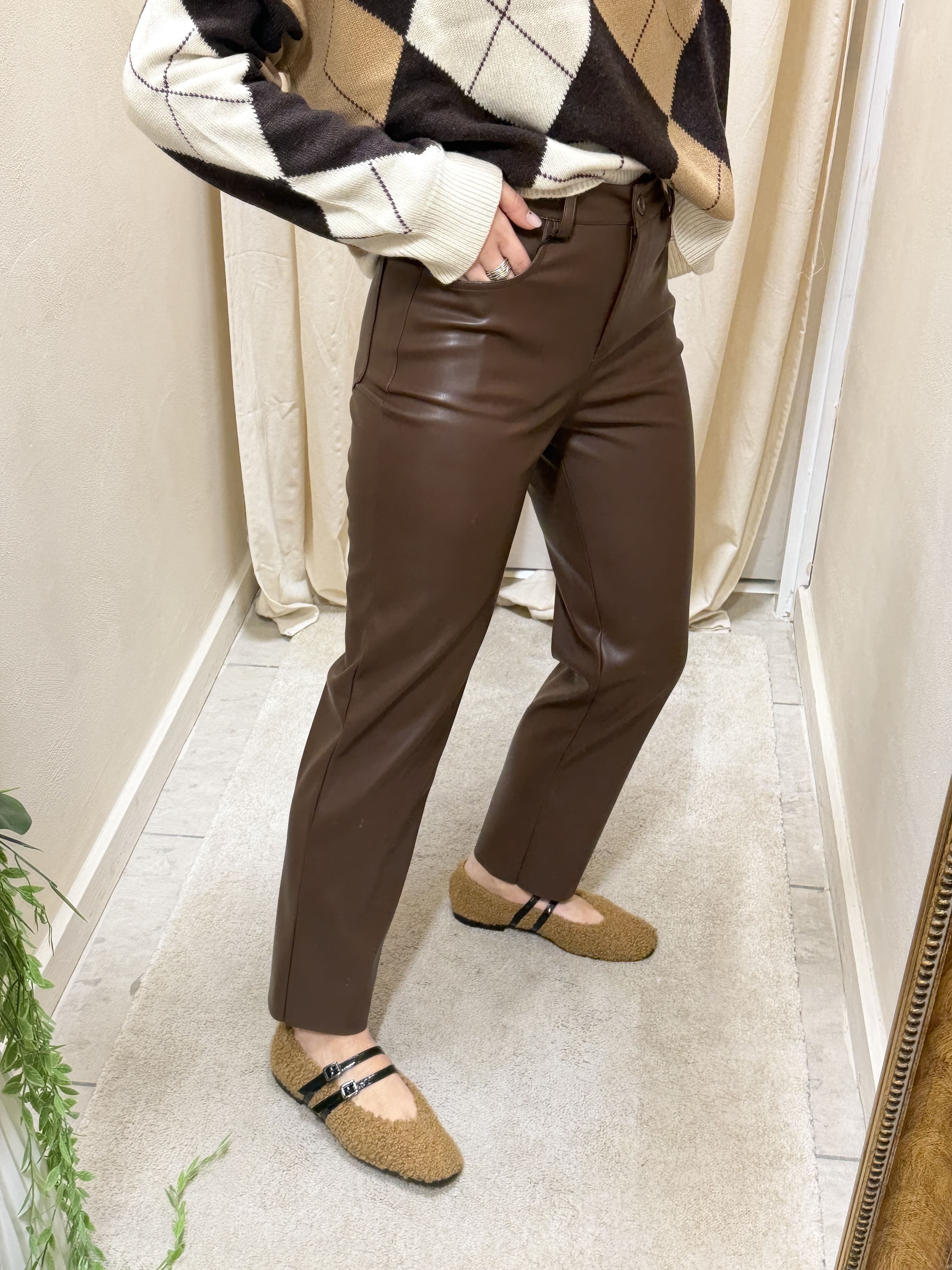 Pantalone sigaretta in ecopelle Tensione In