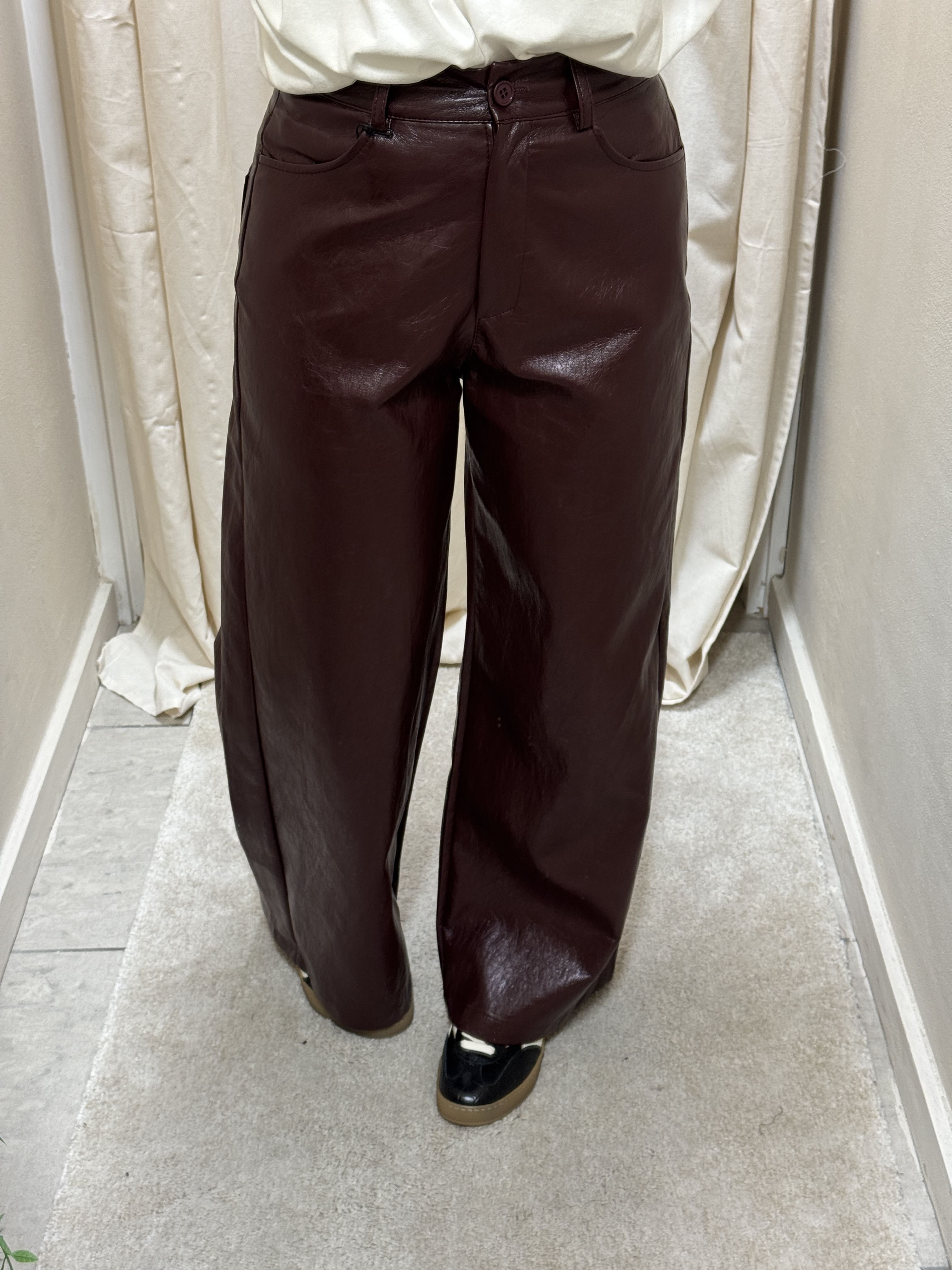 Pantalone GIUSI in ecopelle stropicciata Tensione In