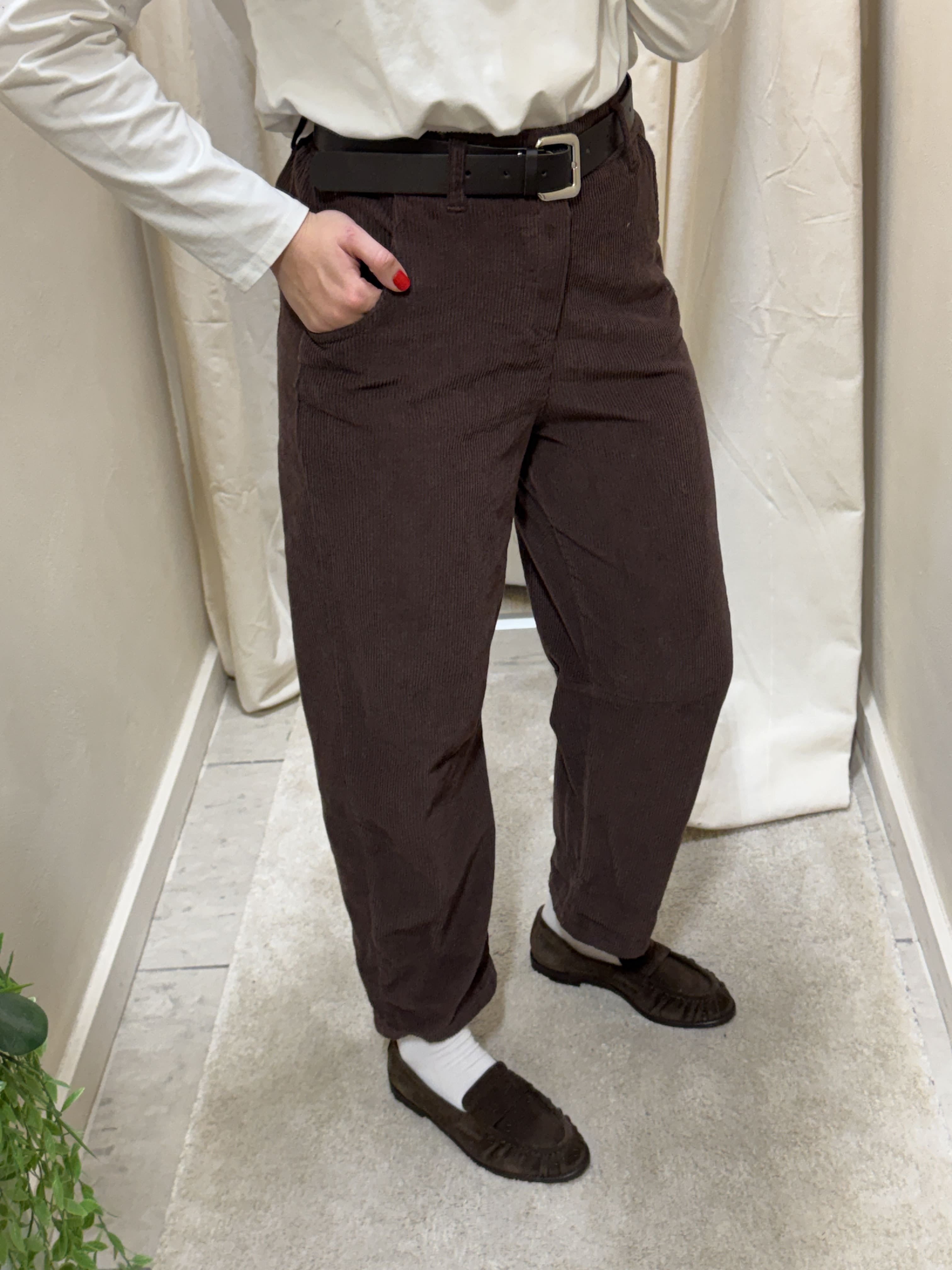Pantalone sigaretta a costa di velluto HaveOne