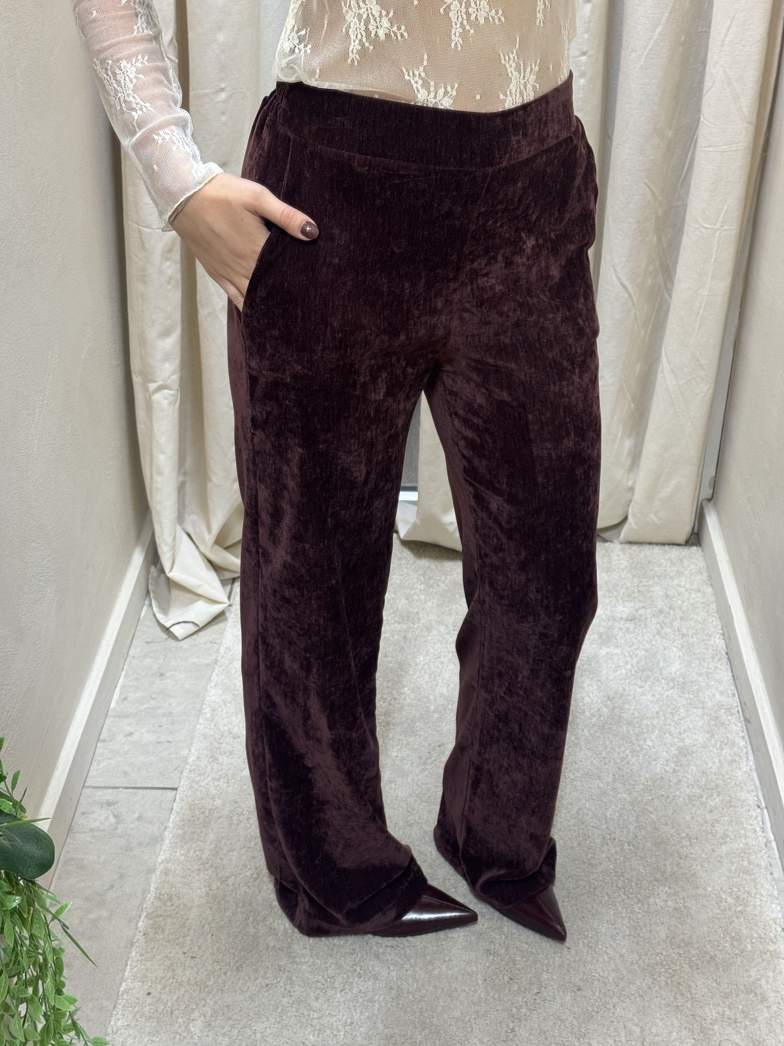 Completo in ciniglia di velluto giacca con fusciacca+pantalone gamba dritta Susy Mix