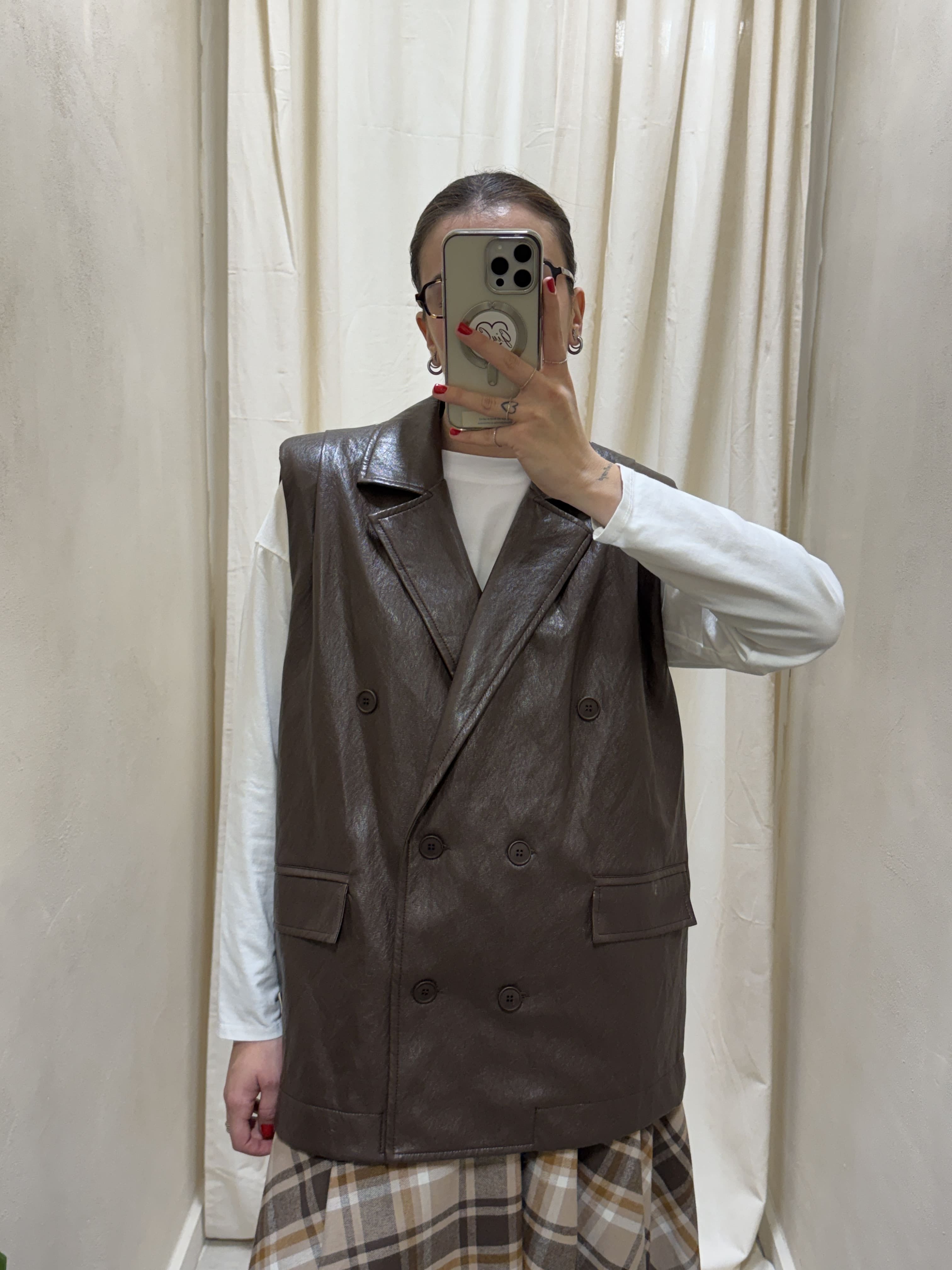 Gilet doppiopetto in ecopelle effetto vinile Susy Mix
