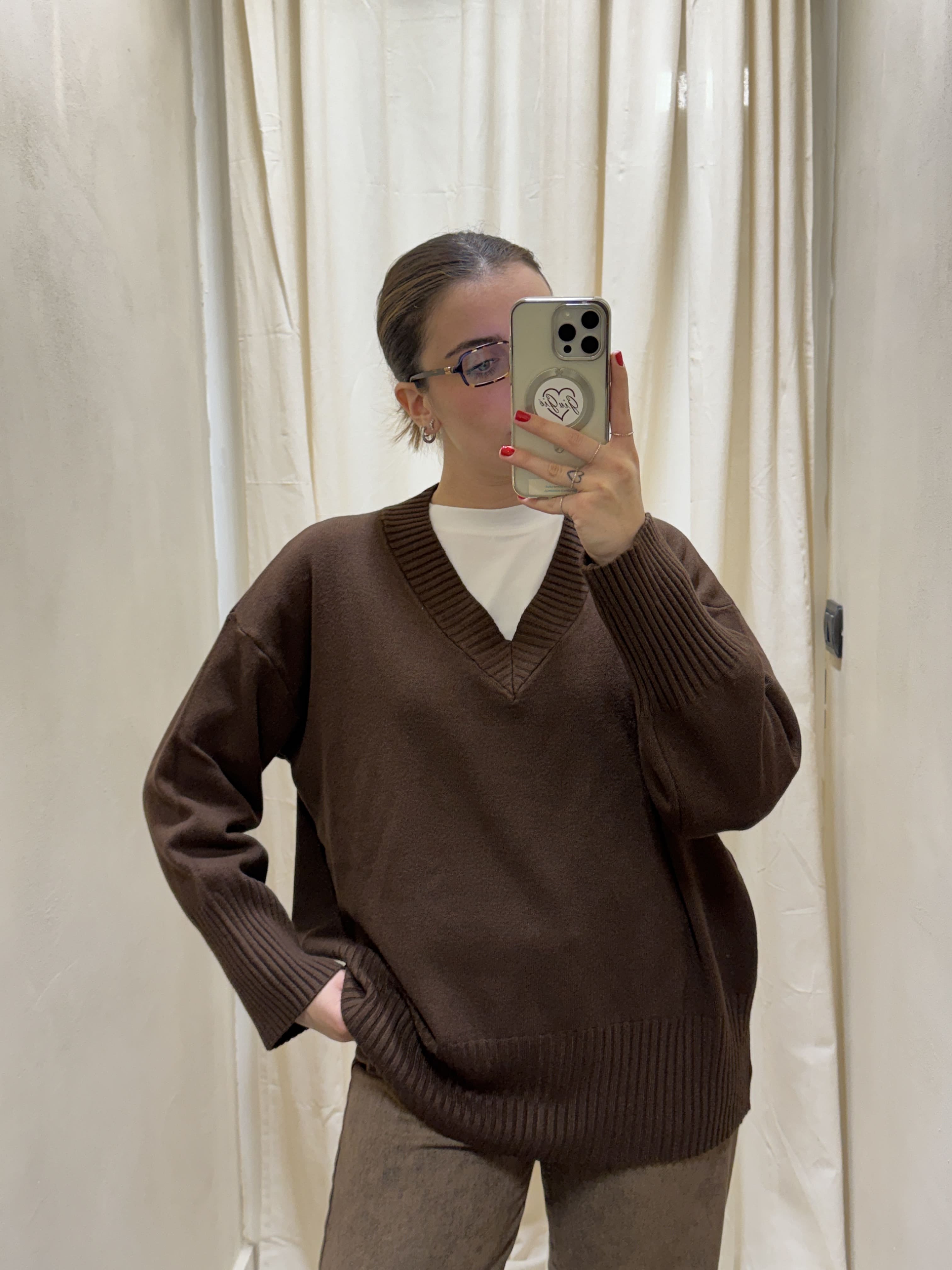 Maglione basic in viscosa scollo V Susy Mix