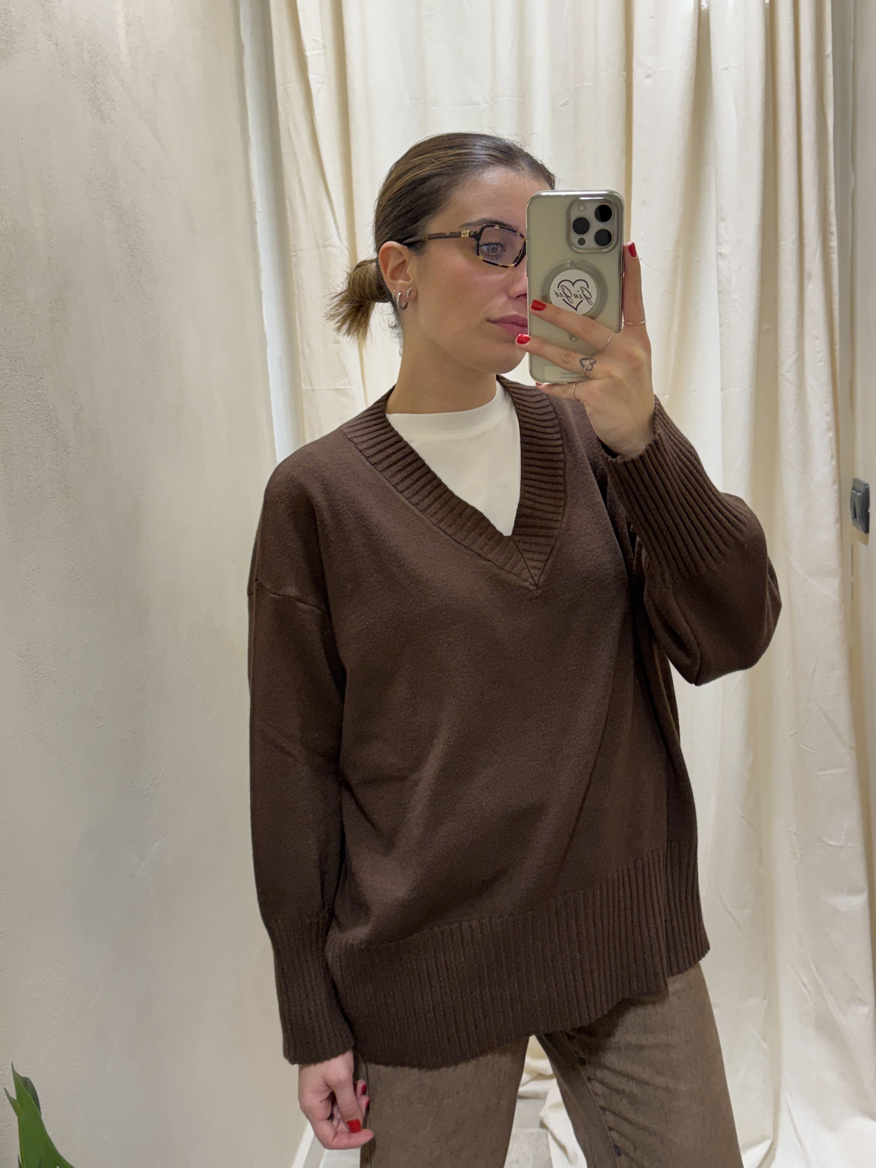 Maglione basic in viscosa scollo V Susy Mix