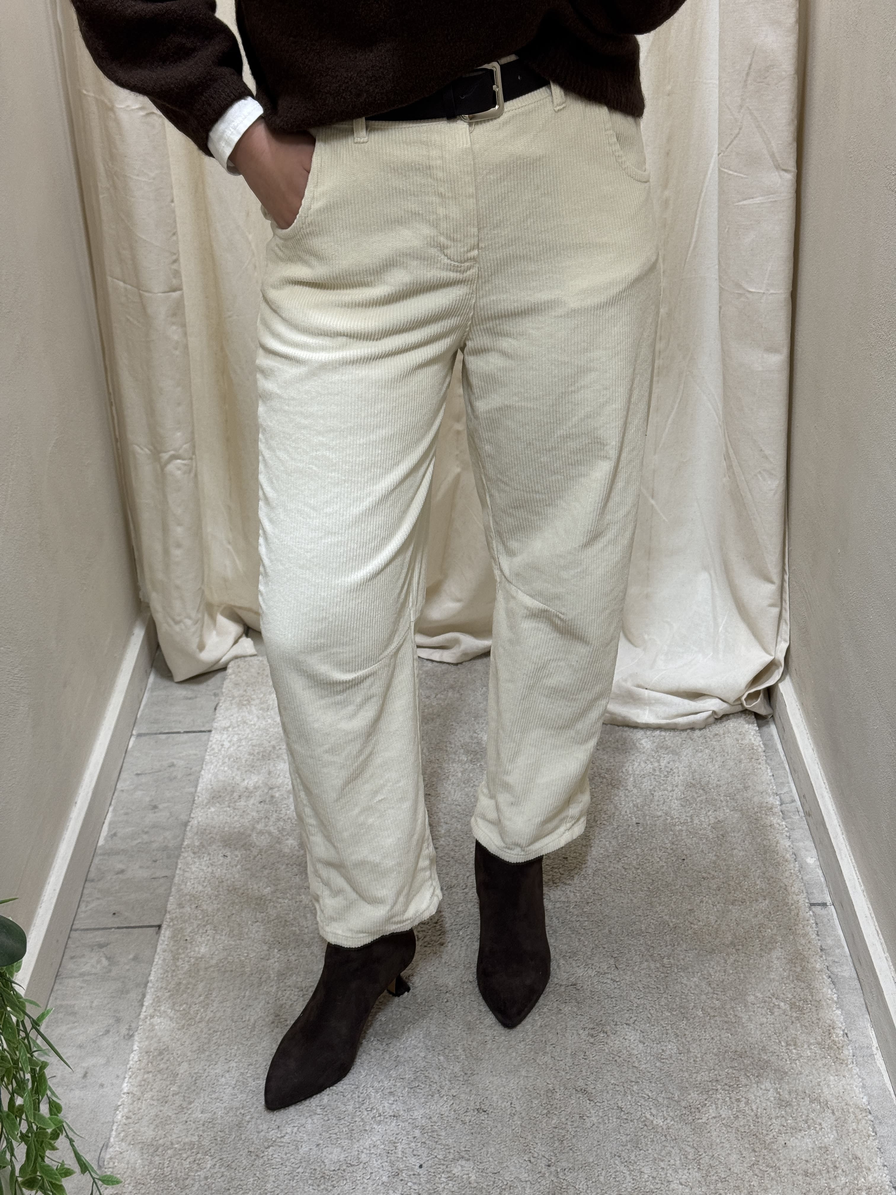 Pantalone sigaretta a costa di velluto HaveOne