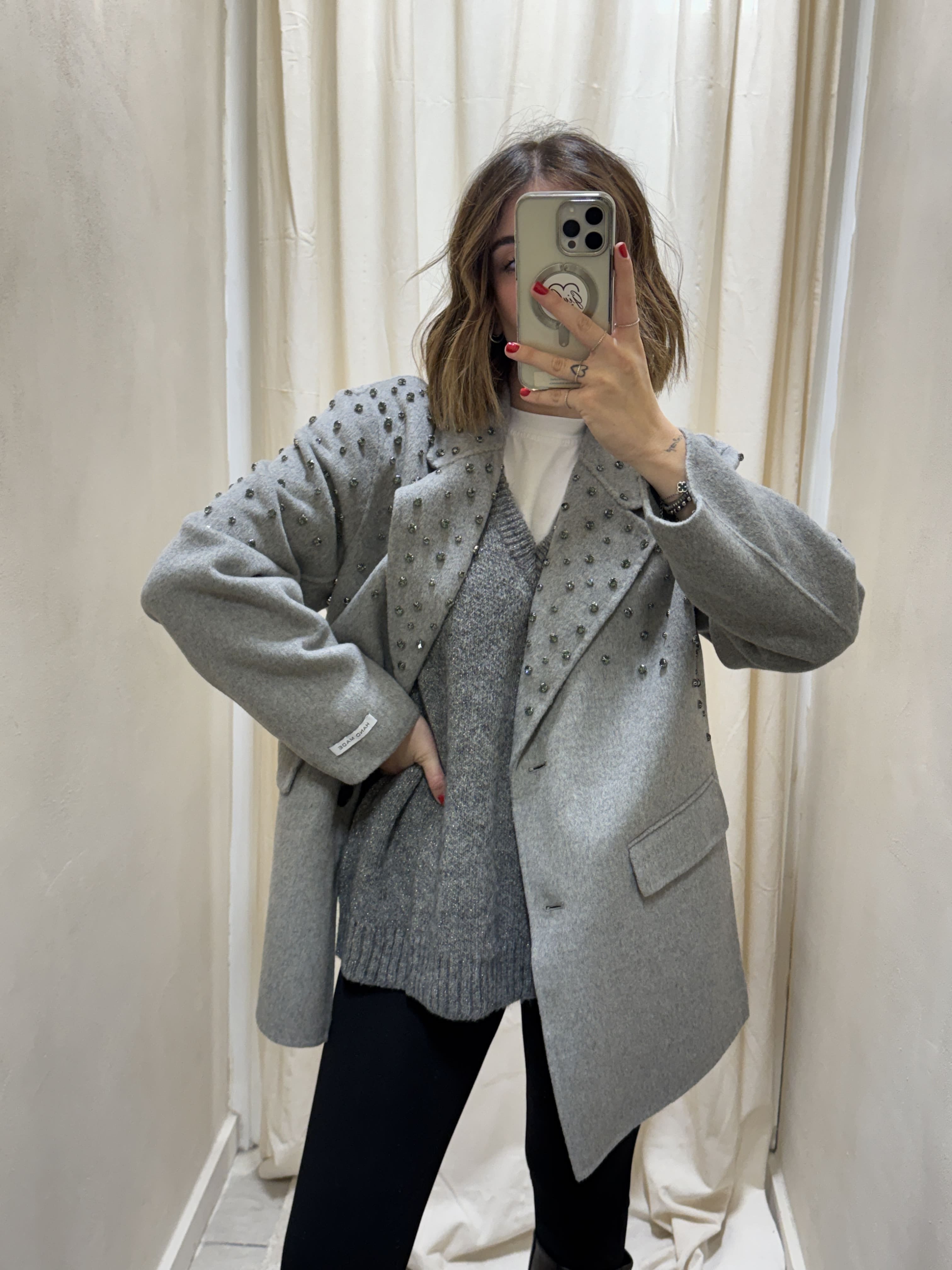Cappotto corto monopetto con strass HaveOne