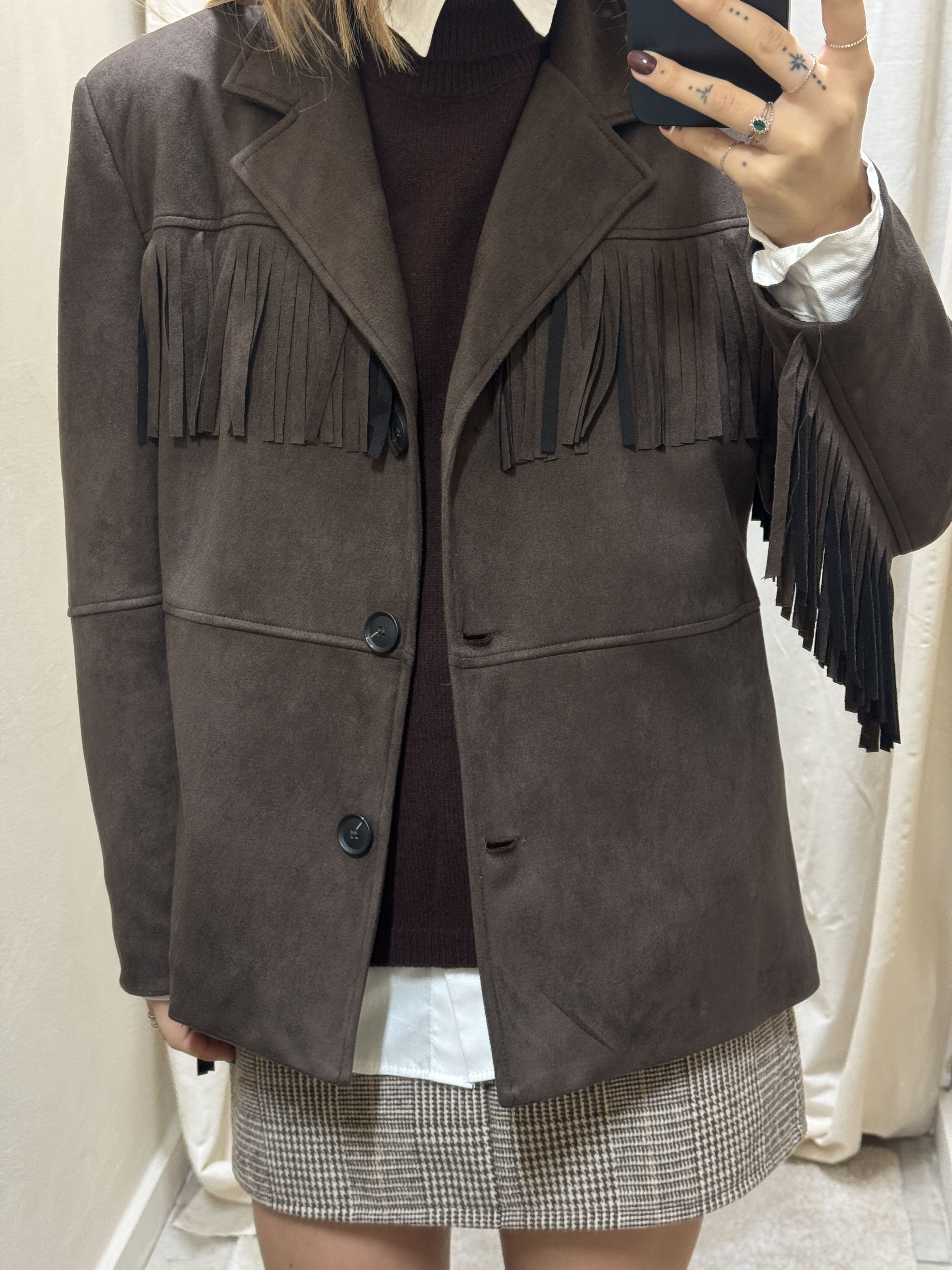 Giacca eco suede con frange Susy Mix