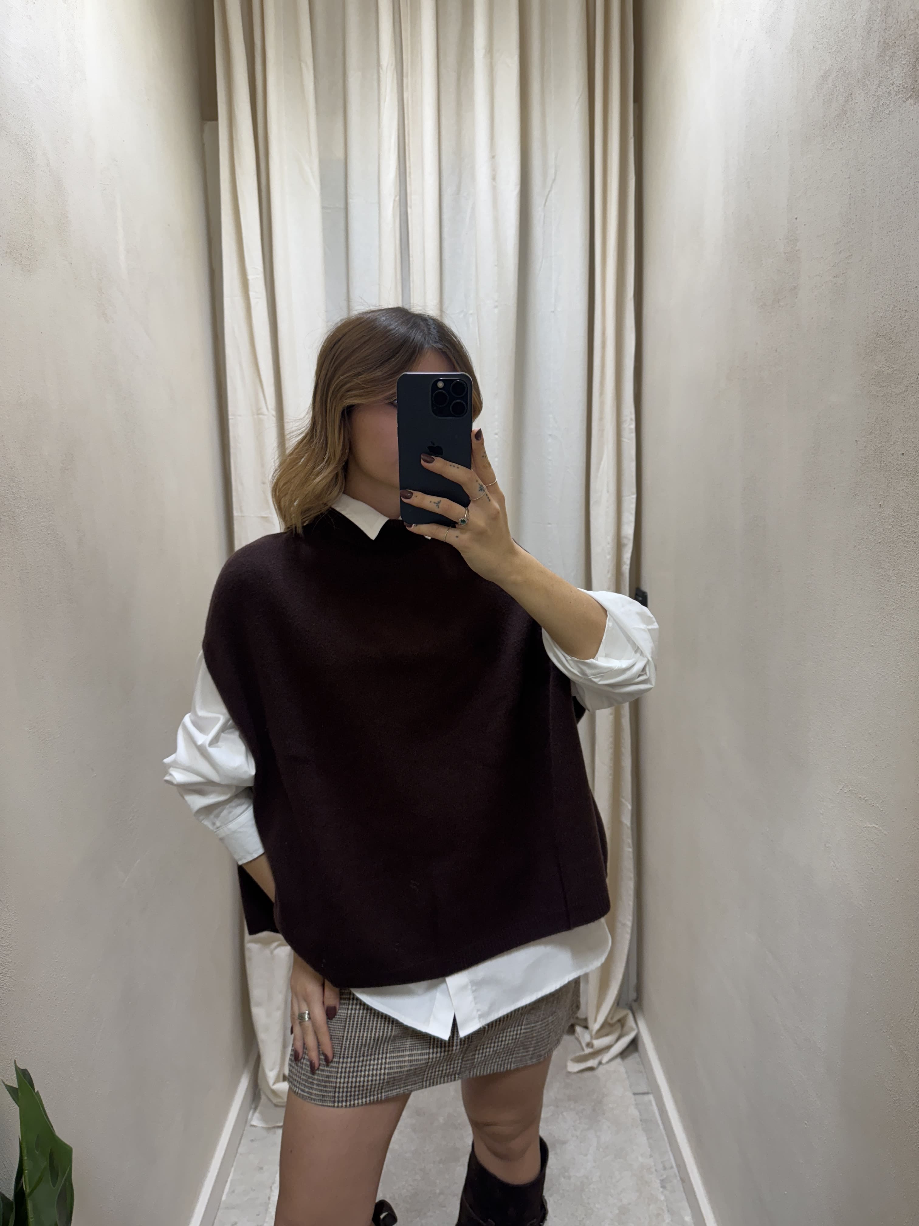 Gilet sacchetto a collo alto 100% lana Dixie