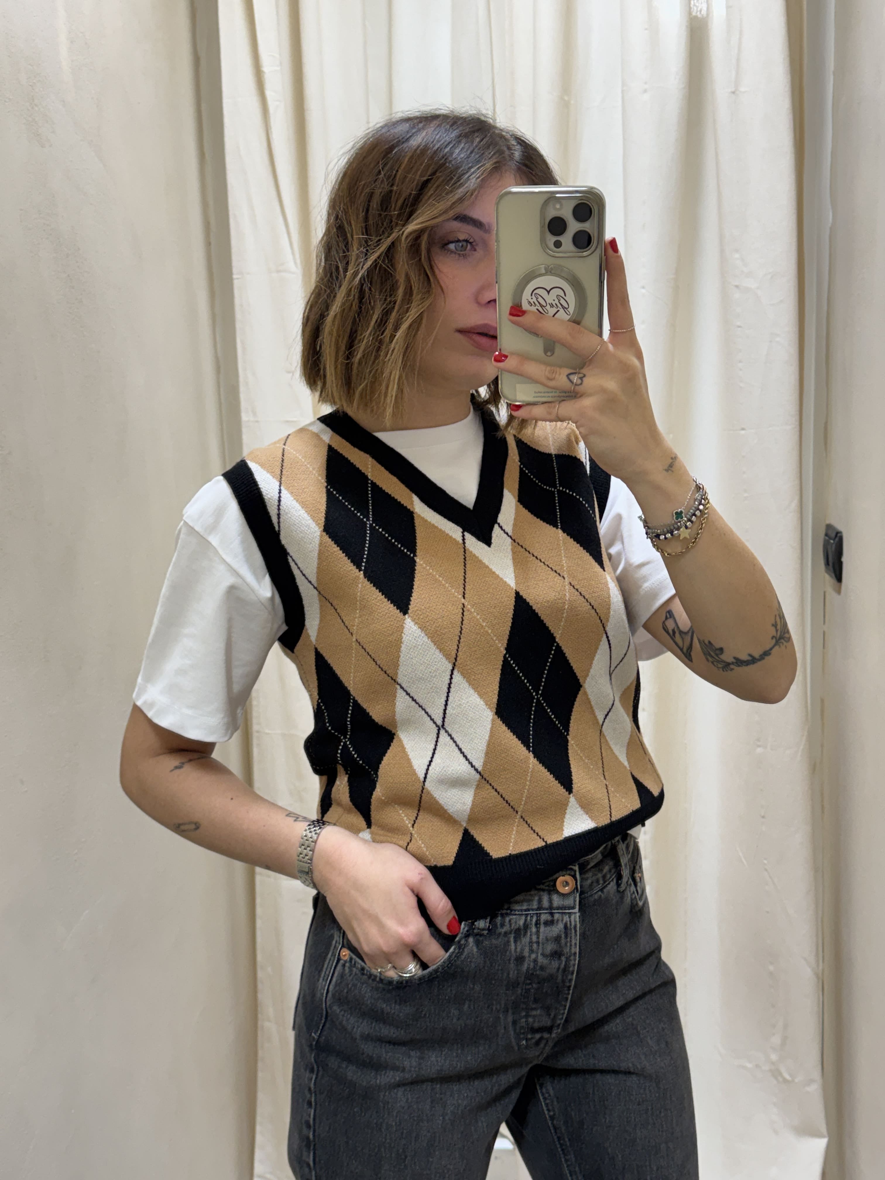 Gilet a rombi scollo V Susy Mix
