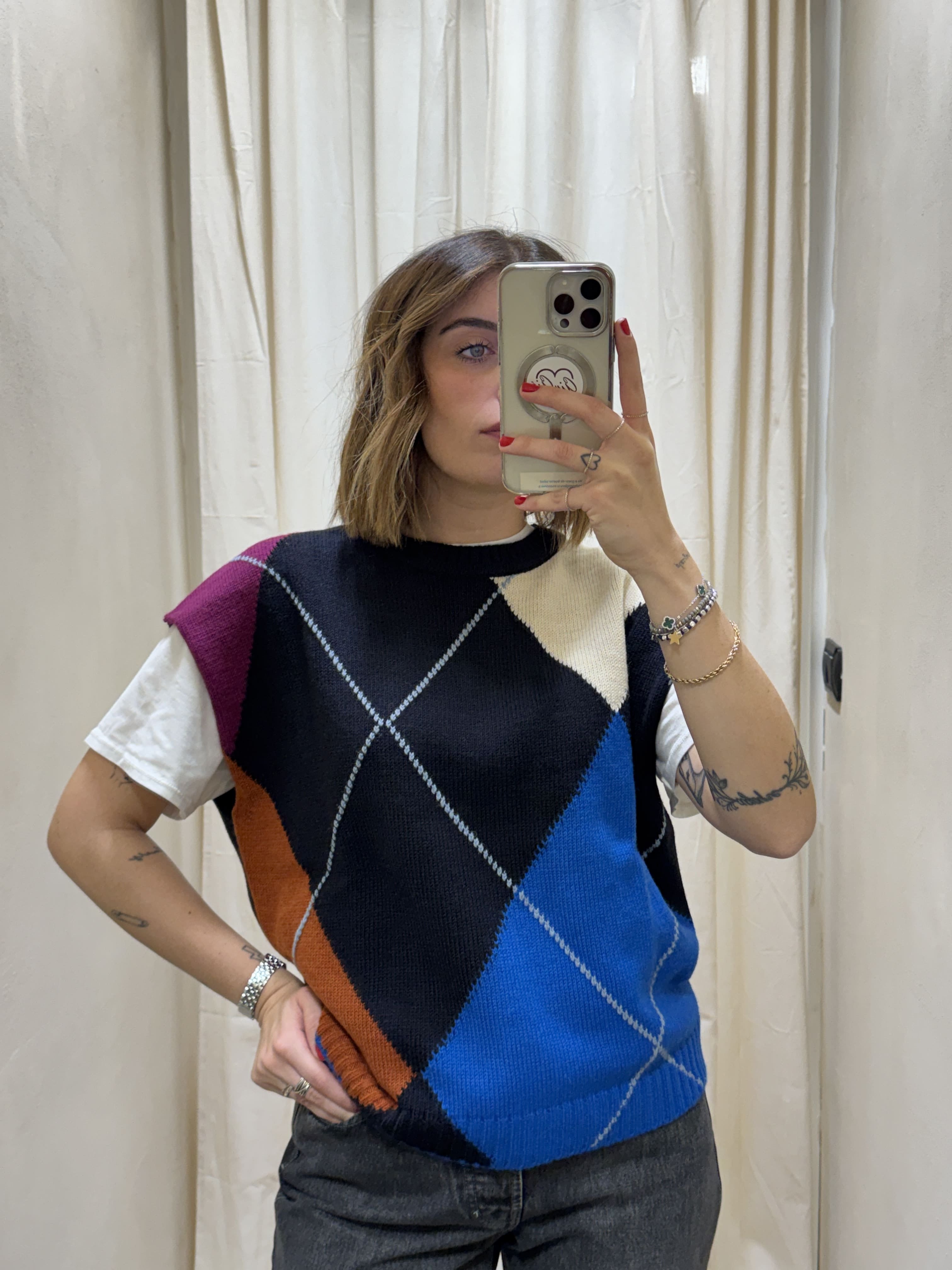 Gilet a rombi multicolor Tensione In