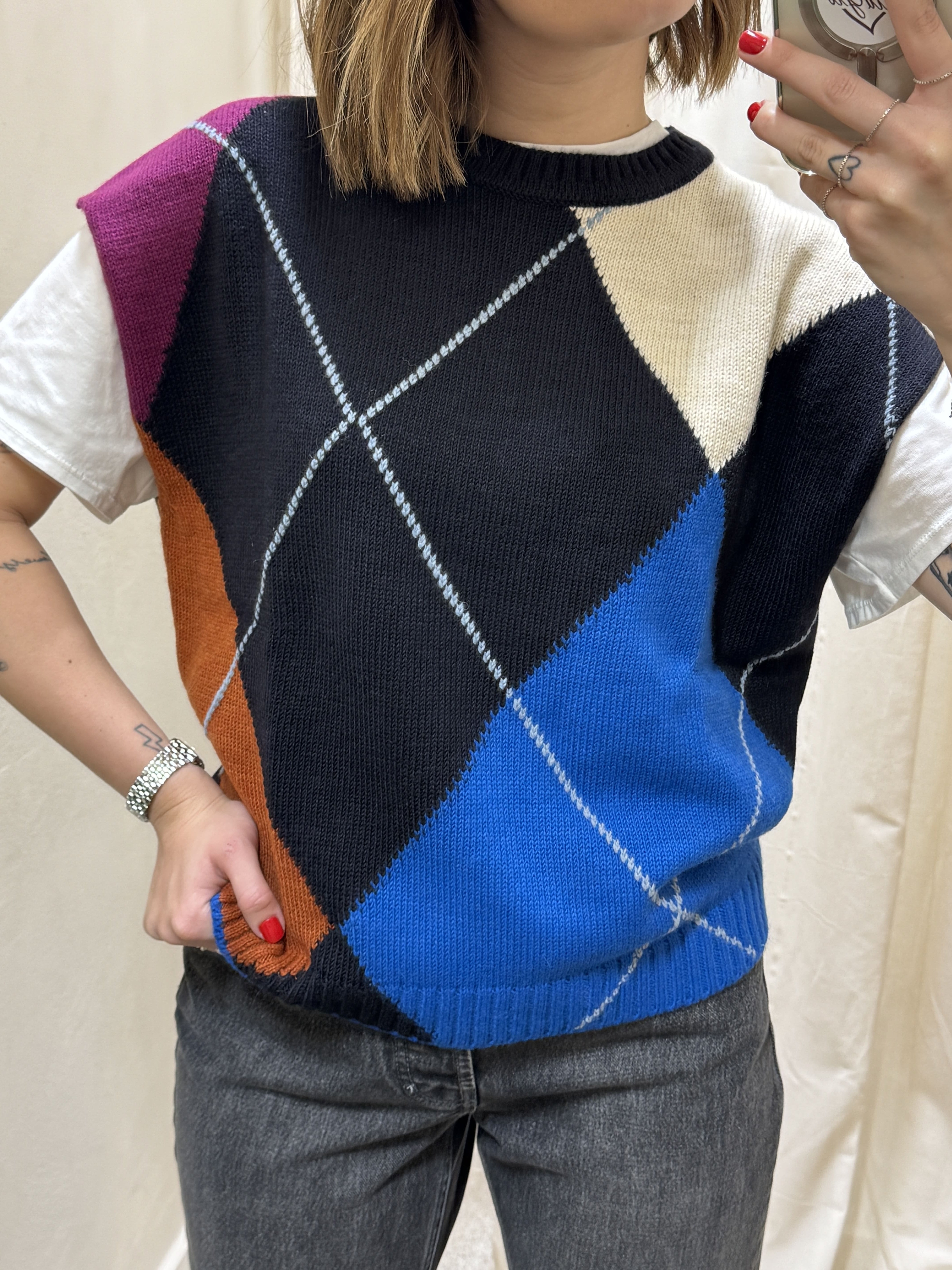 Gilet a rombi multicolor Tensione In