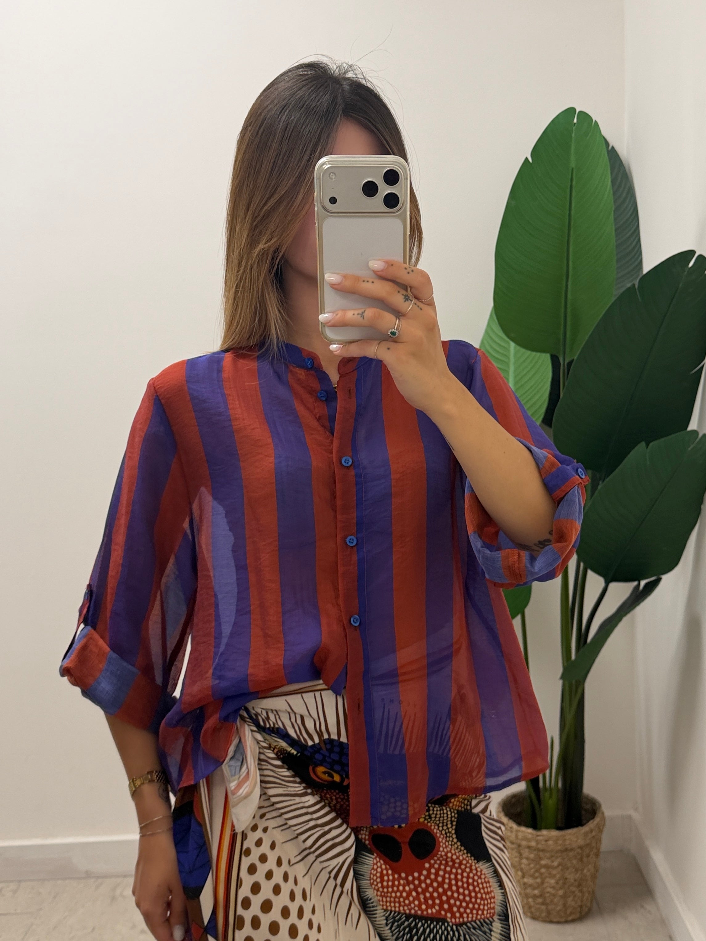 Camicia riga larga in lyocell HaveOne THE ISLAND