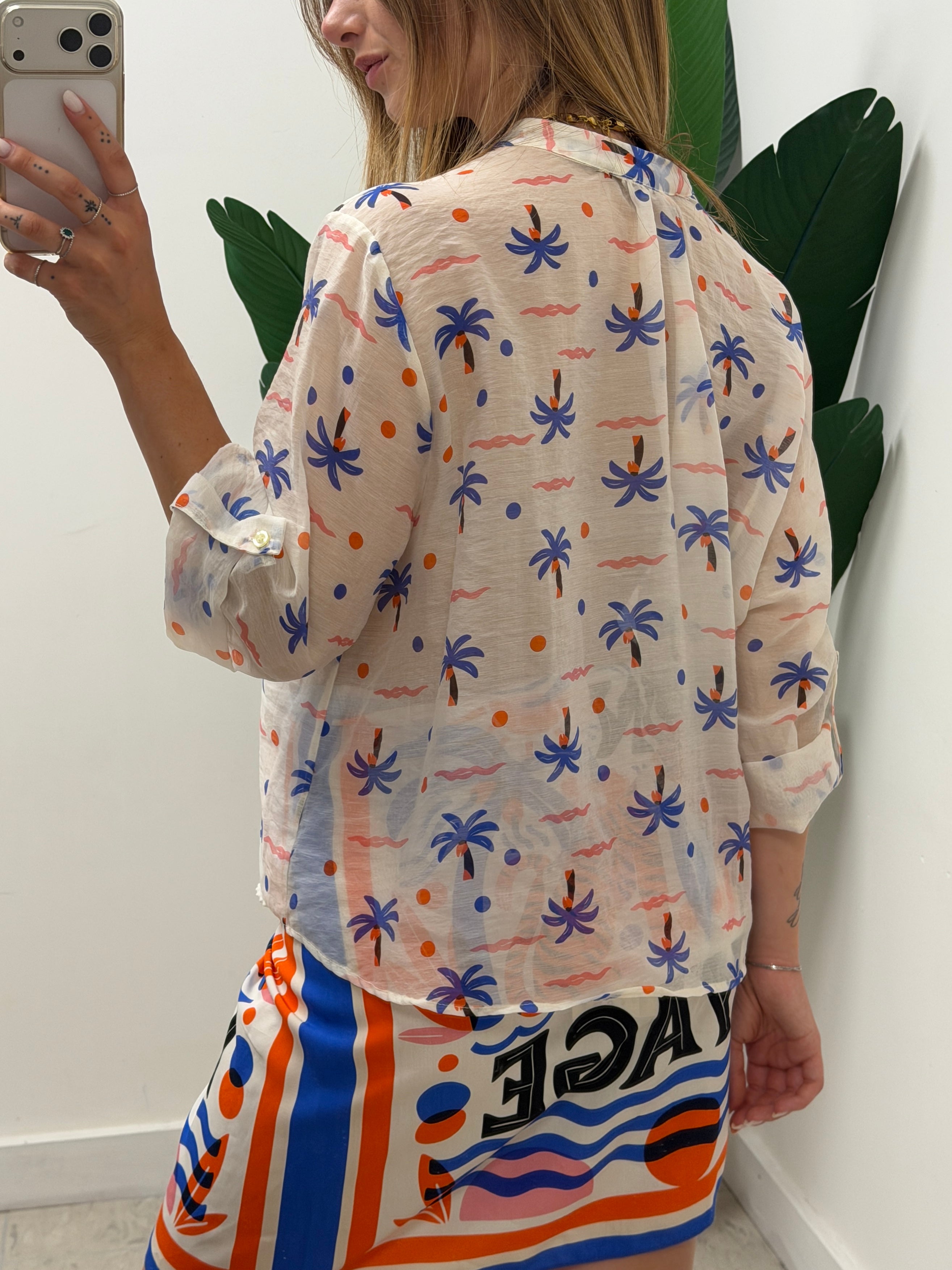 Camicia in lyocell stampa palme HaveOne THE ISLAND