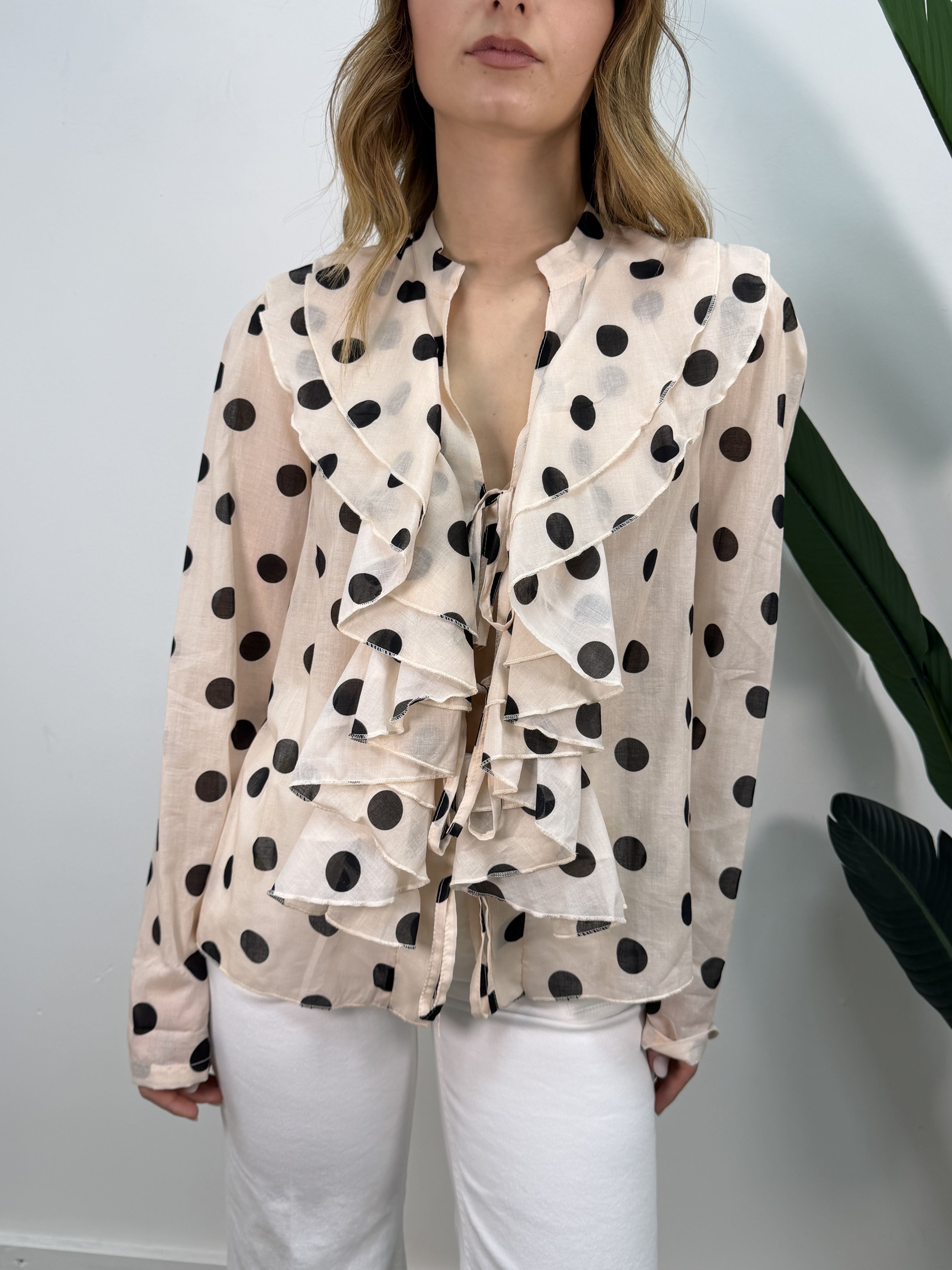 Blusa pois scollo V con rouches Susy Mix
