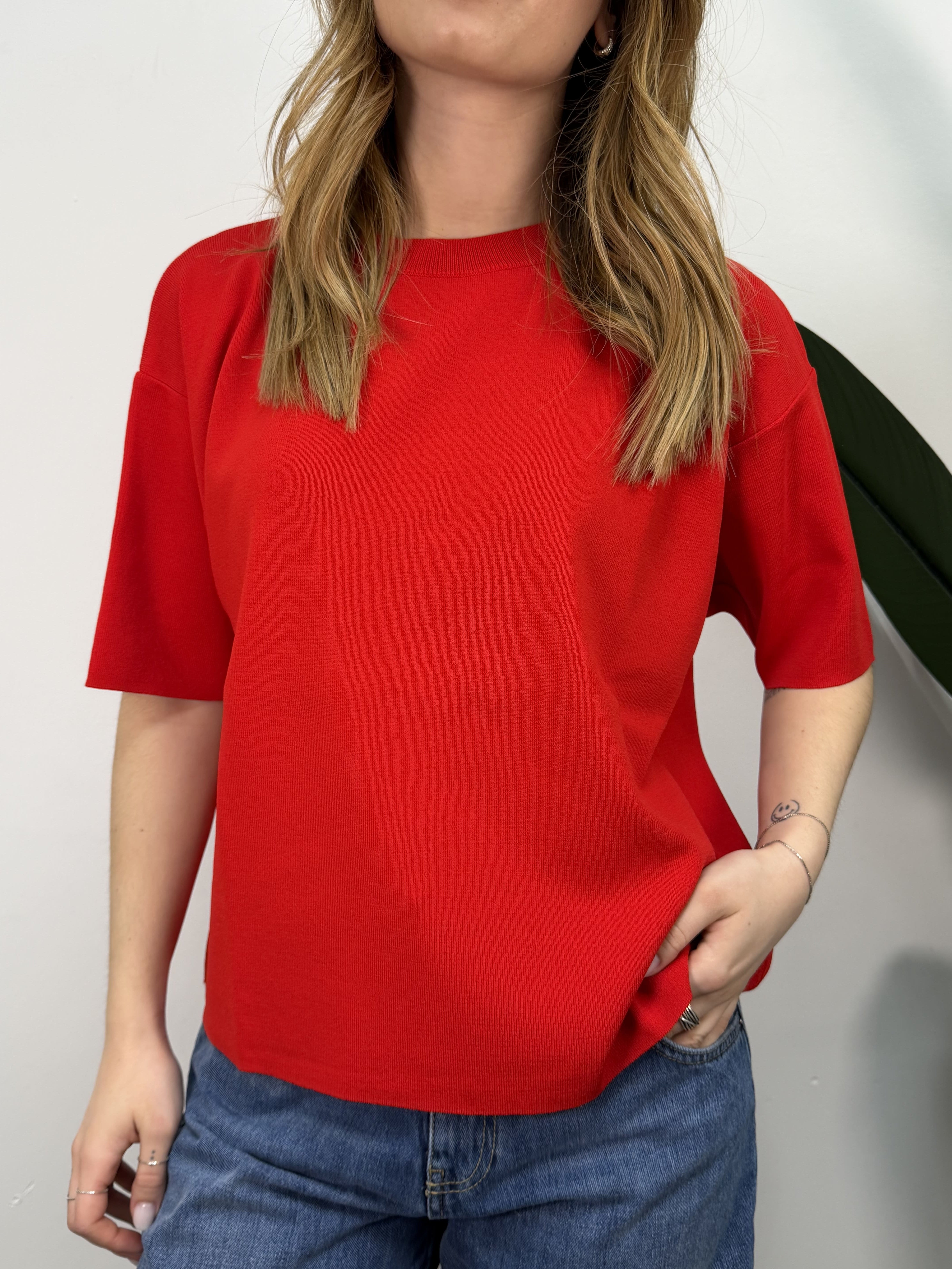 Maglia girocollo svasata in doppio filato di viscosa VICOLO