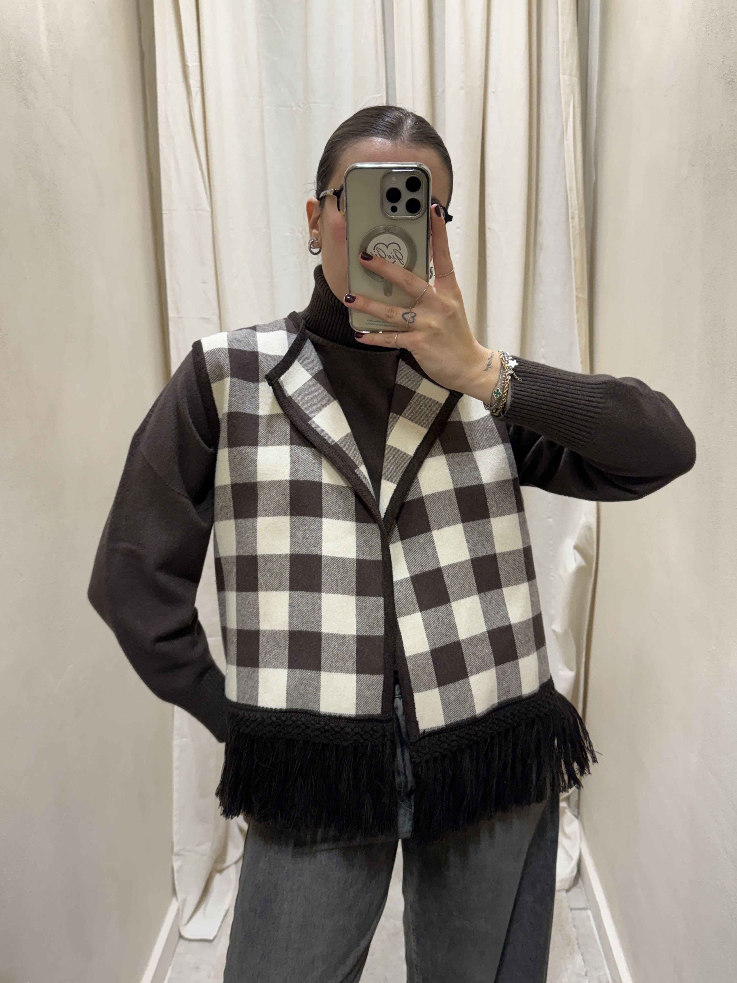 Gilet dama con frange Tensione In