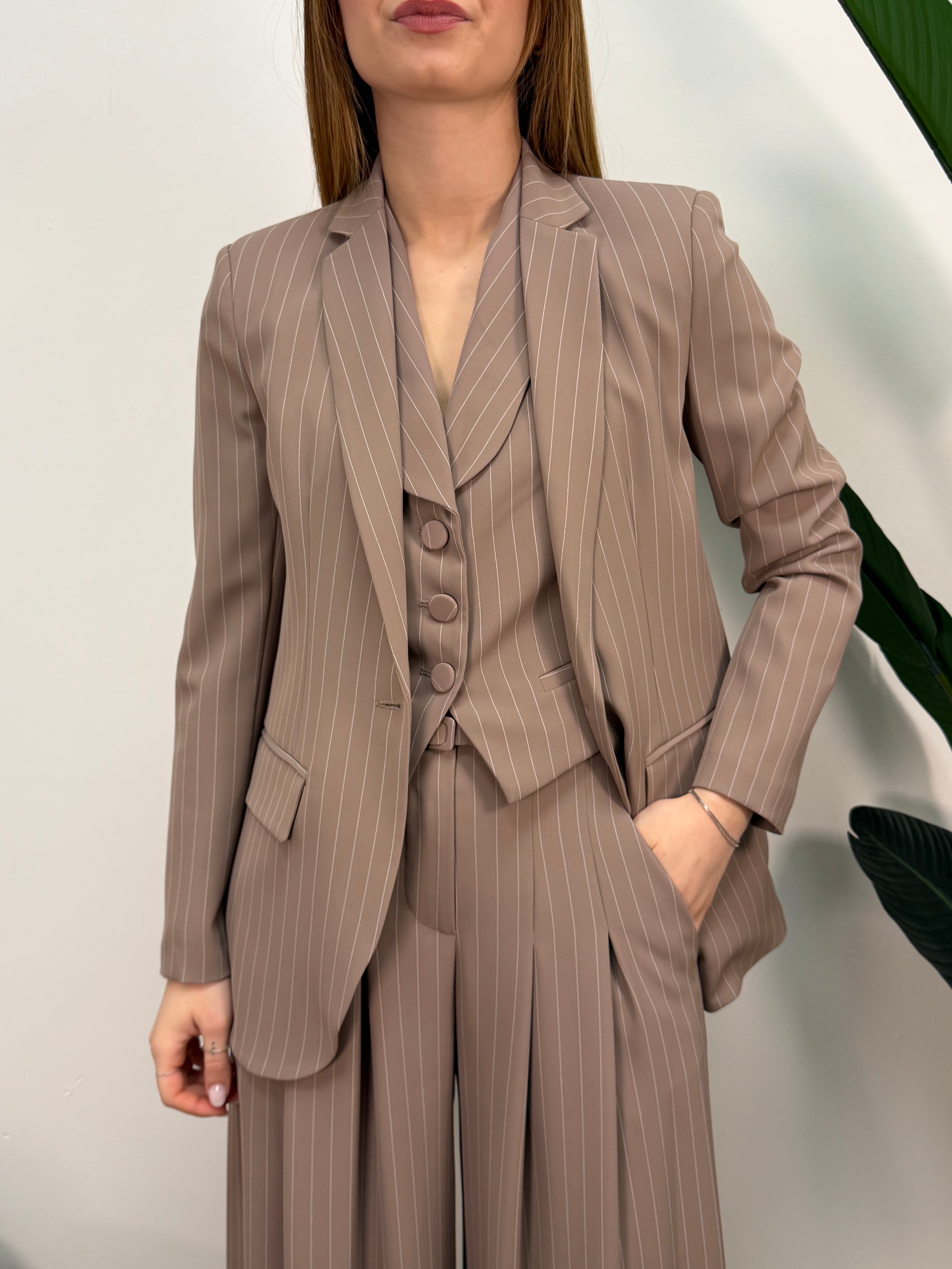 Giacca monopetto gessata tessuto fluido Imperial