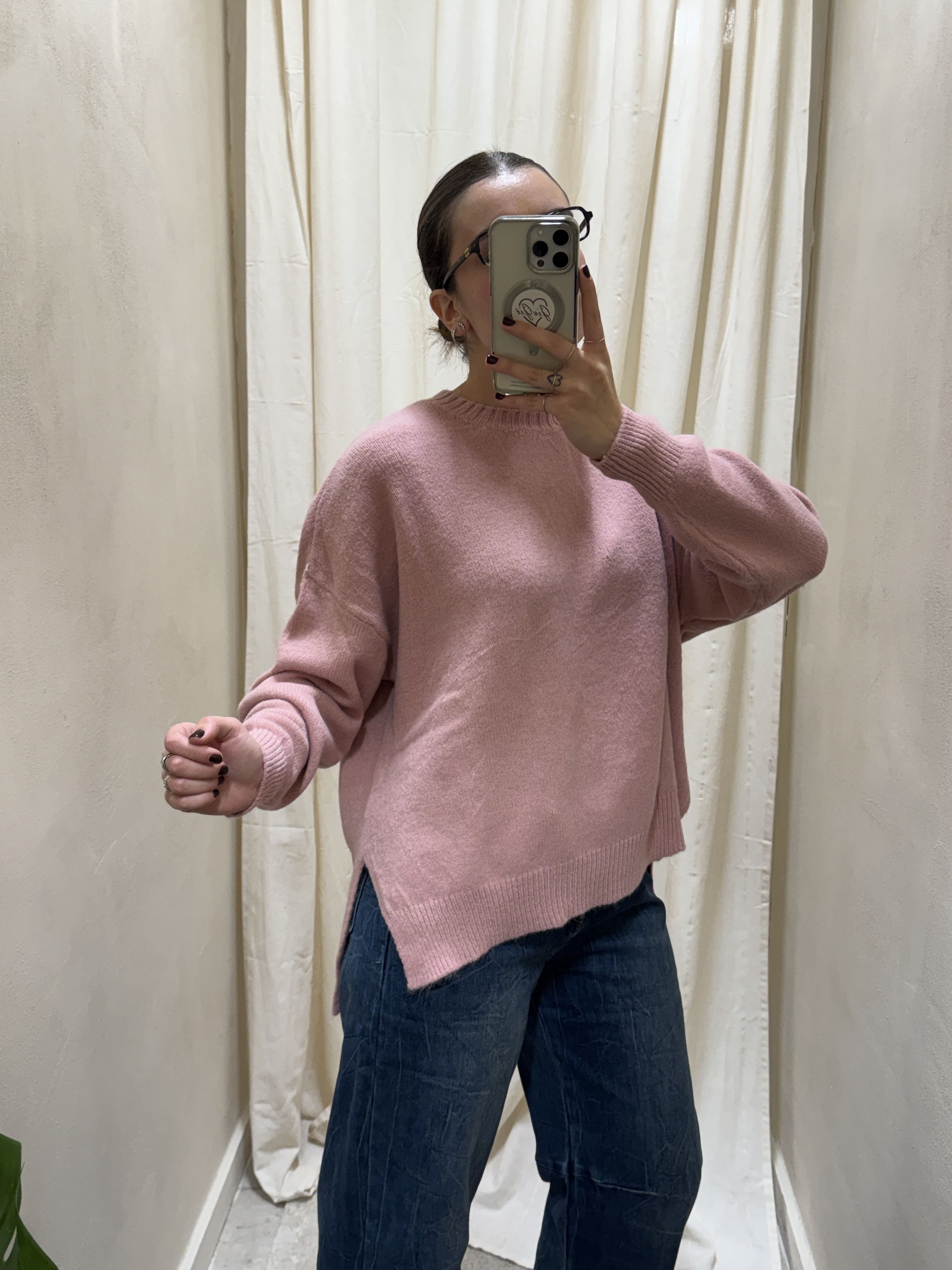 Maglione girocollo over con spacchi HaveOne