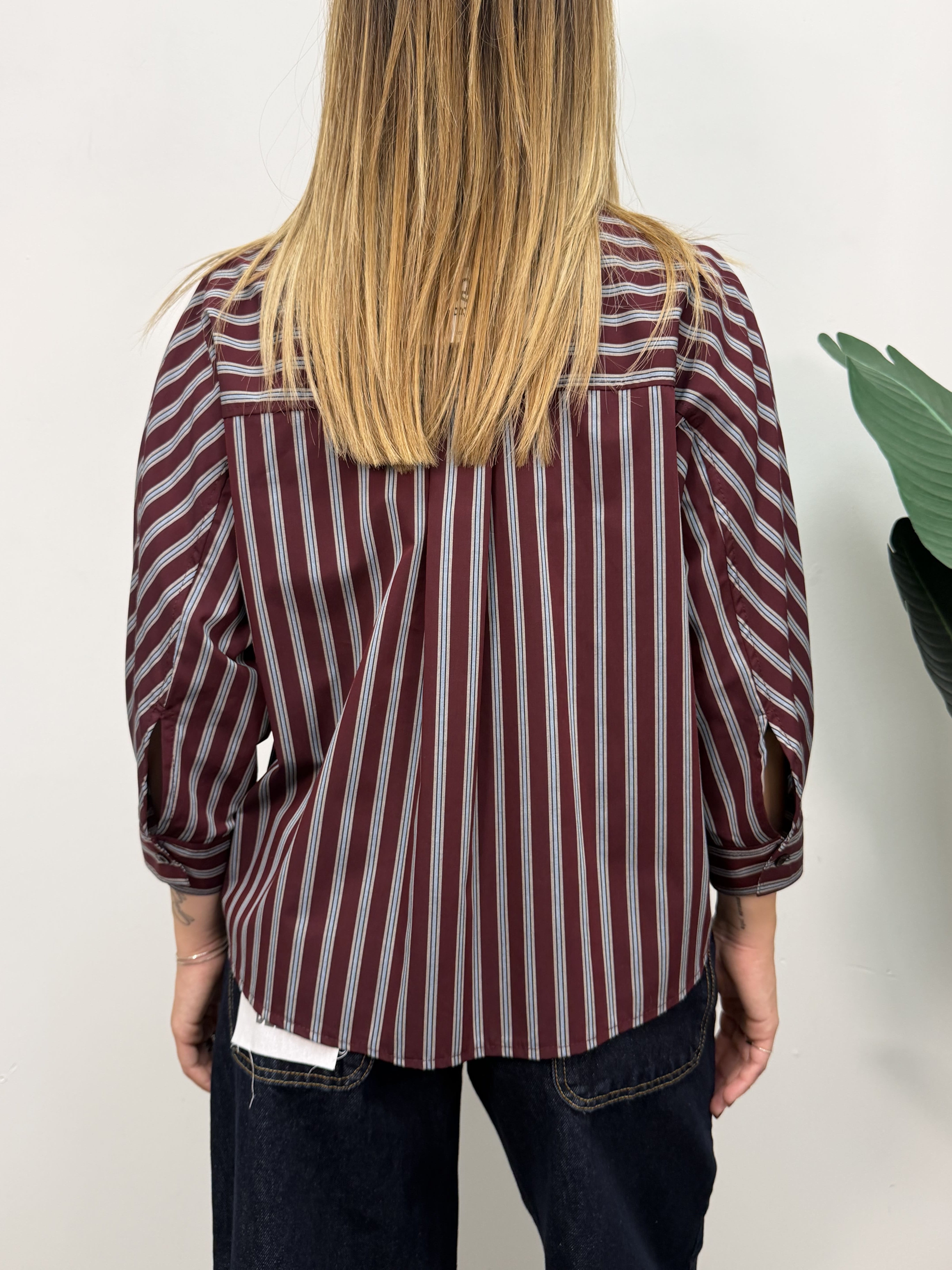 Camicia rigata in popeline manica 3/4 MyD