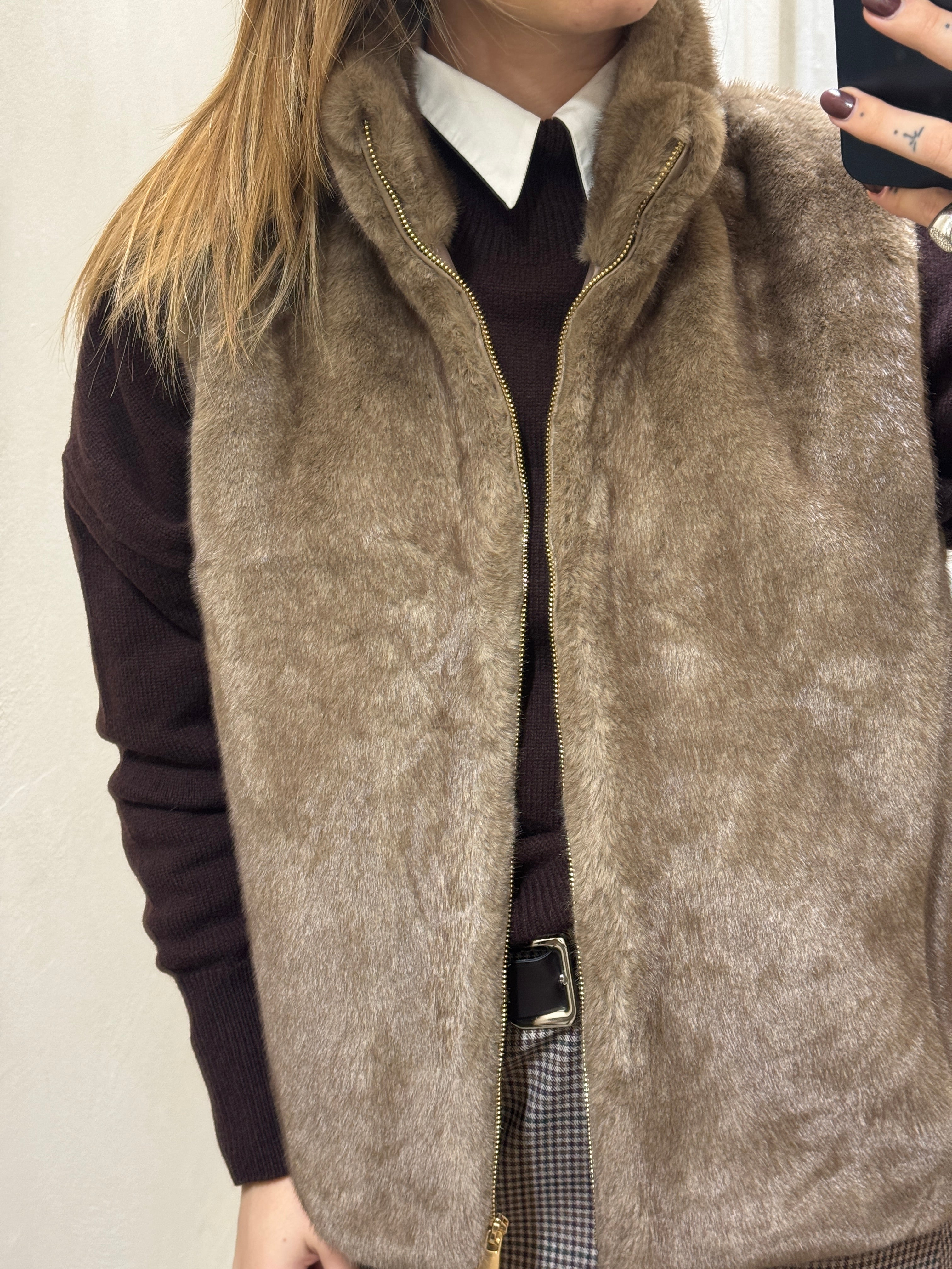 Gilet eco pelliccia beige MyD