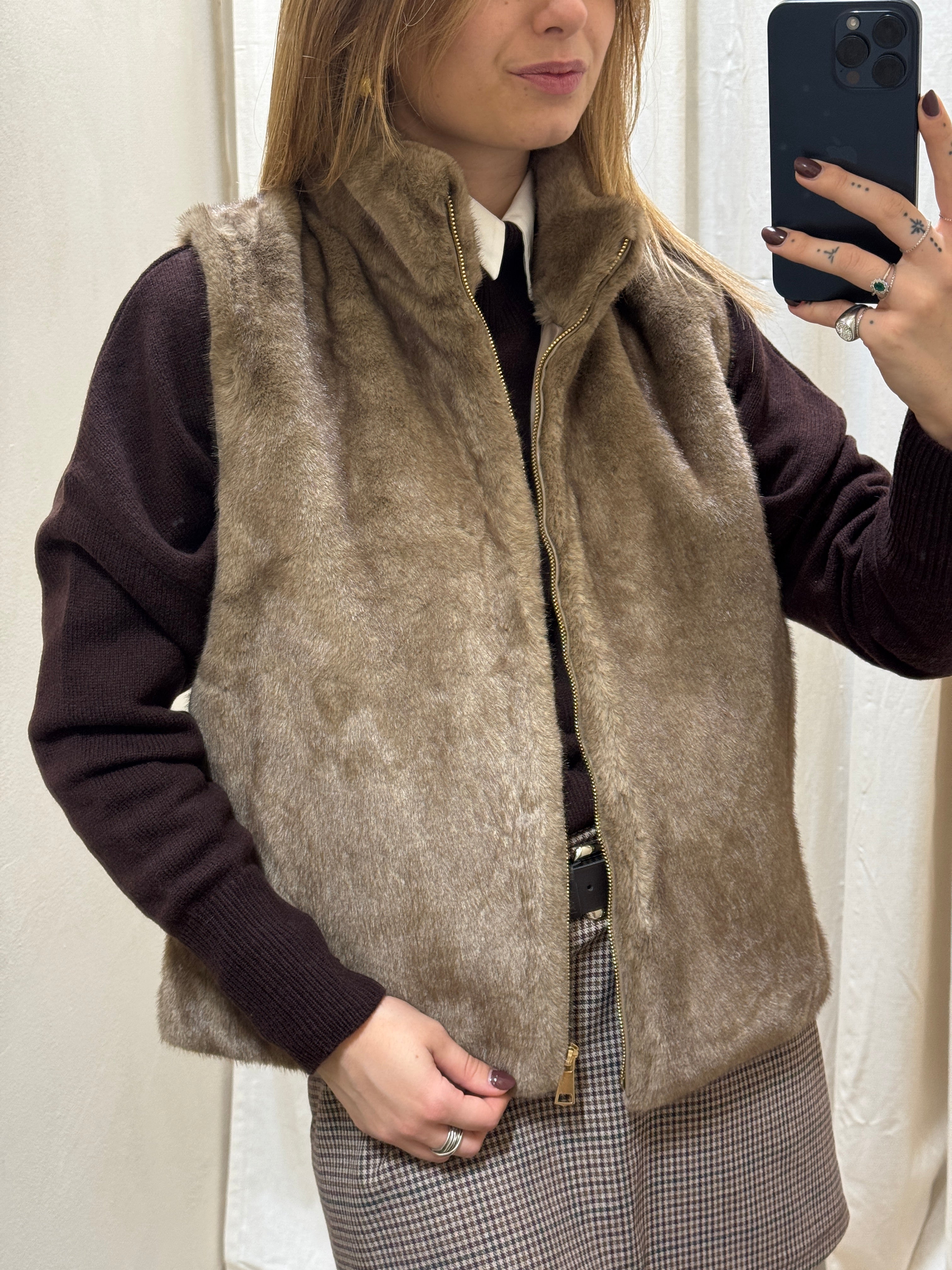 Gilet eco pelliccia beige MyD