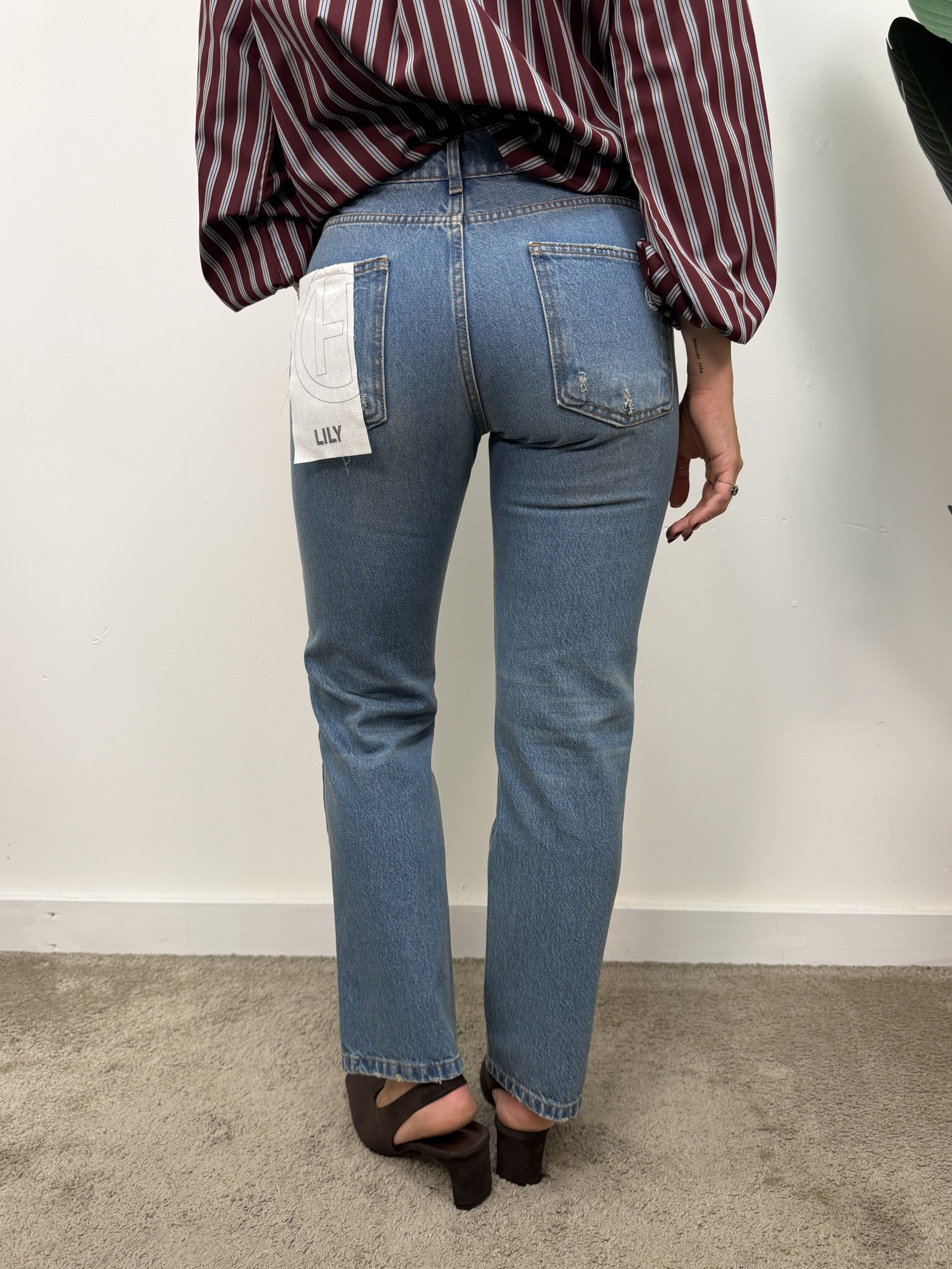 Jeans Lily sigaretta denim chiaro con rotture HaveOne