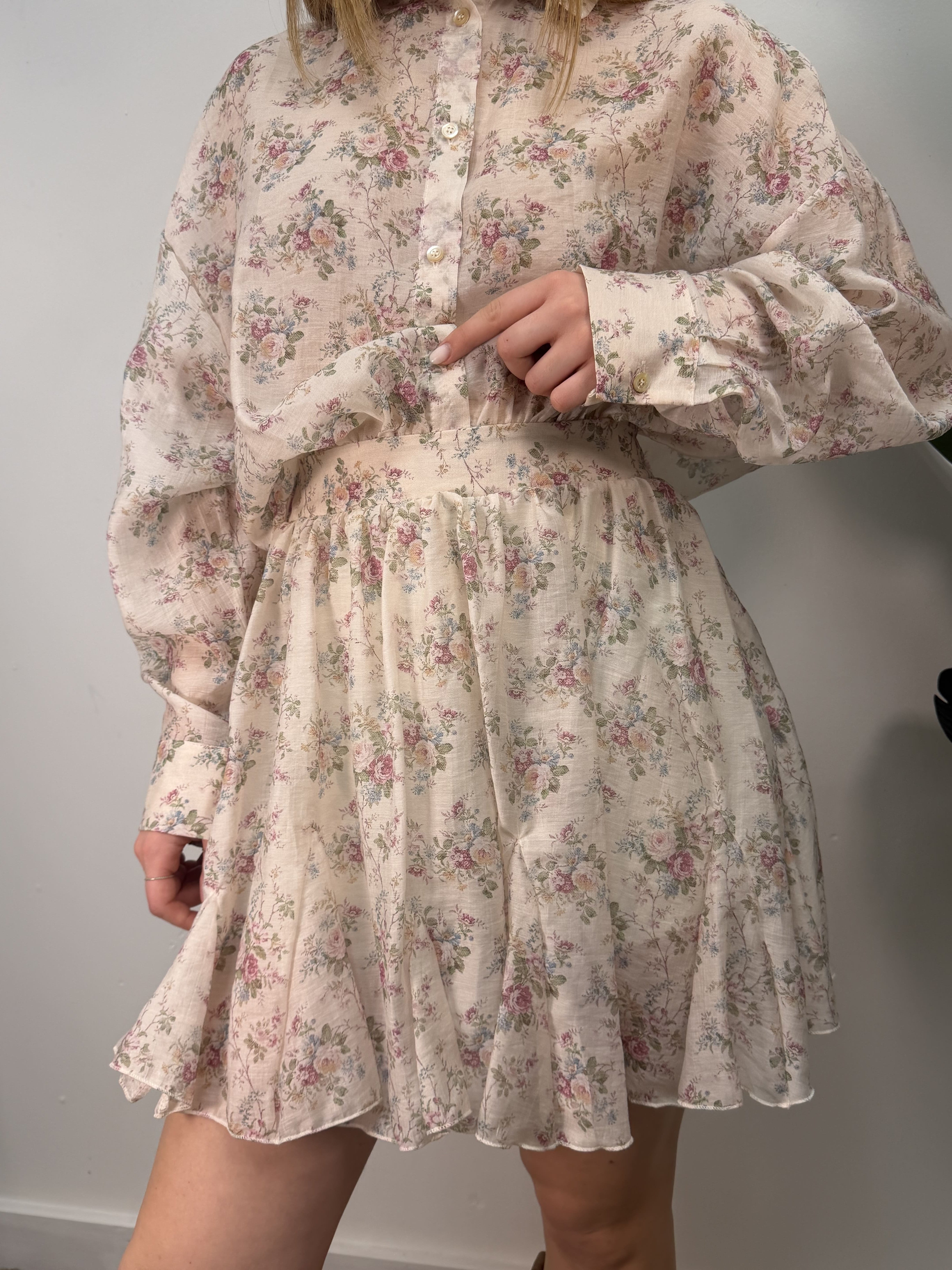 Abito corto chemisier fantasia floreale Tensione In