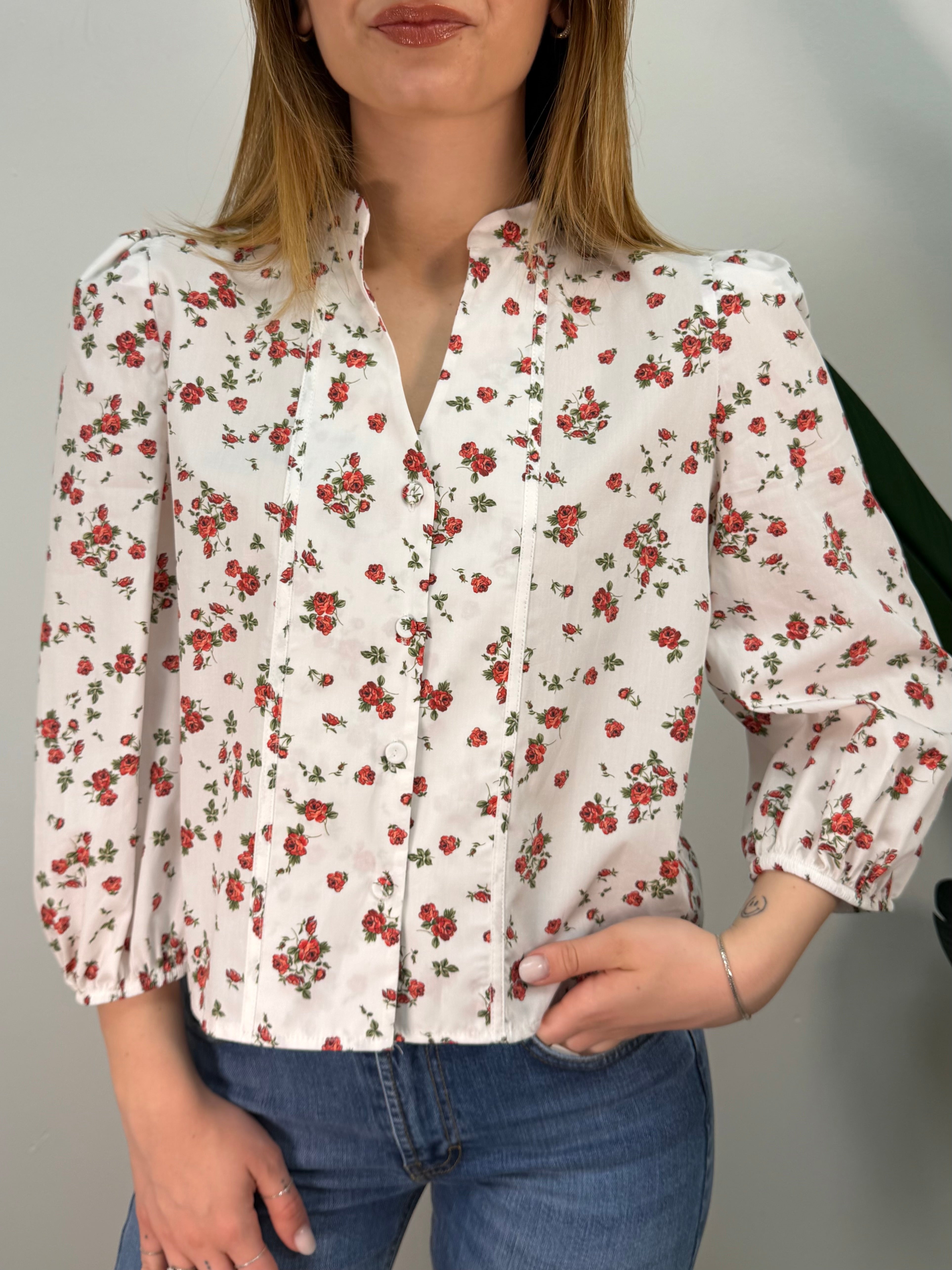 Camicia in cotone fantasia provenzale rossa Tensione In