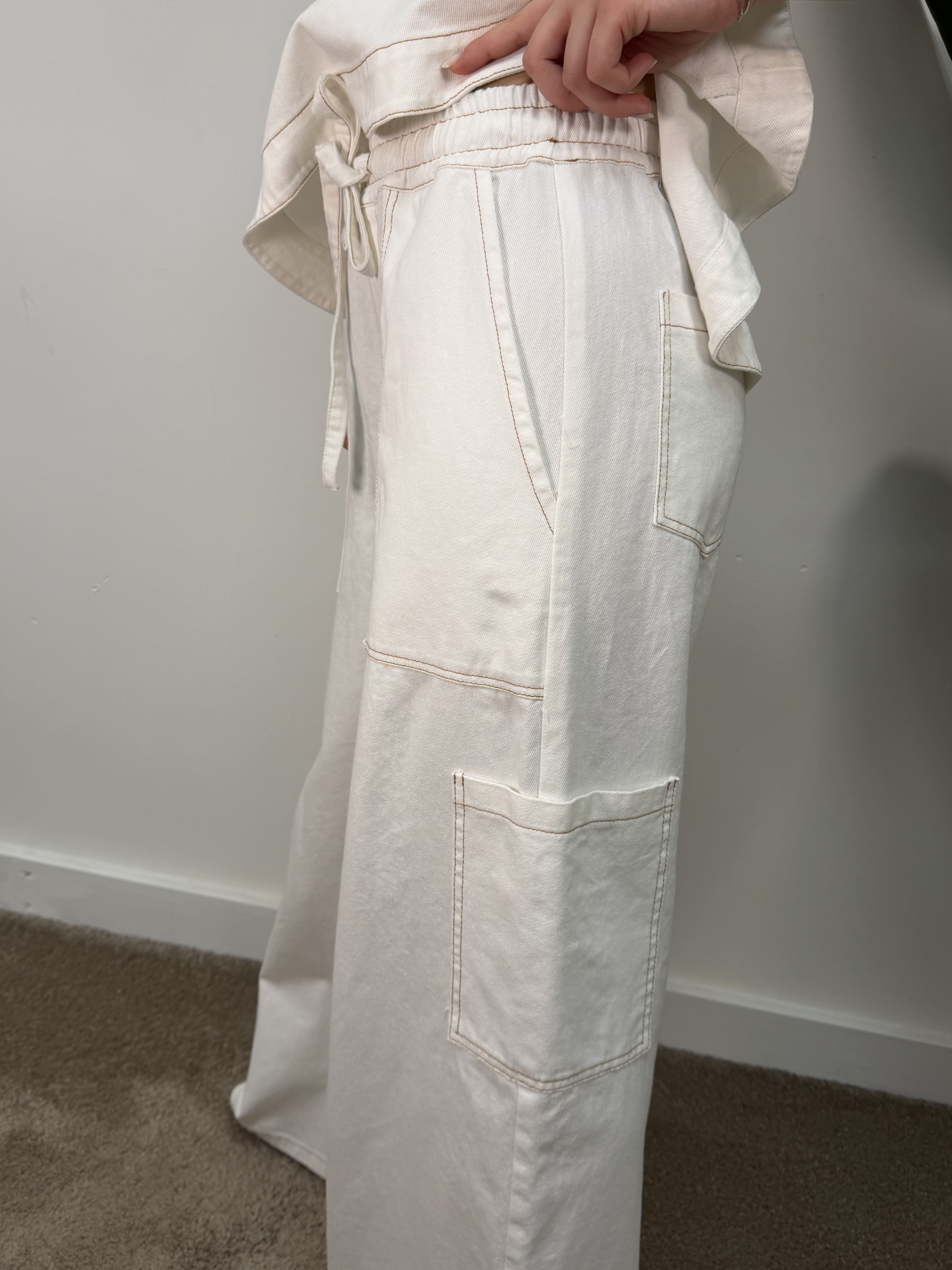 Jeans worker ampio bianco Tensione In