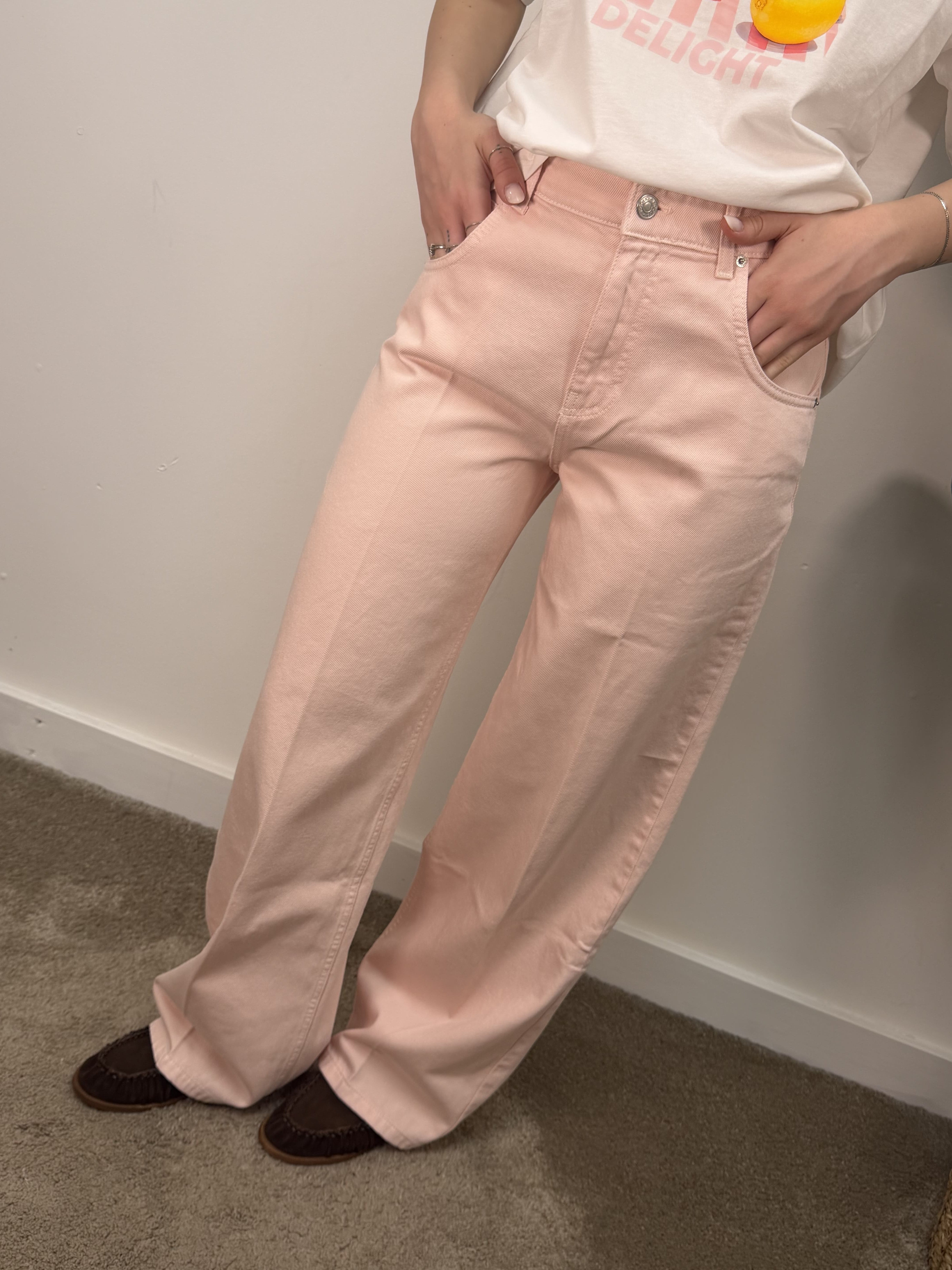 Jeans Mia wide leg tinto capo rosa VICOLO