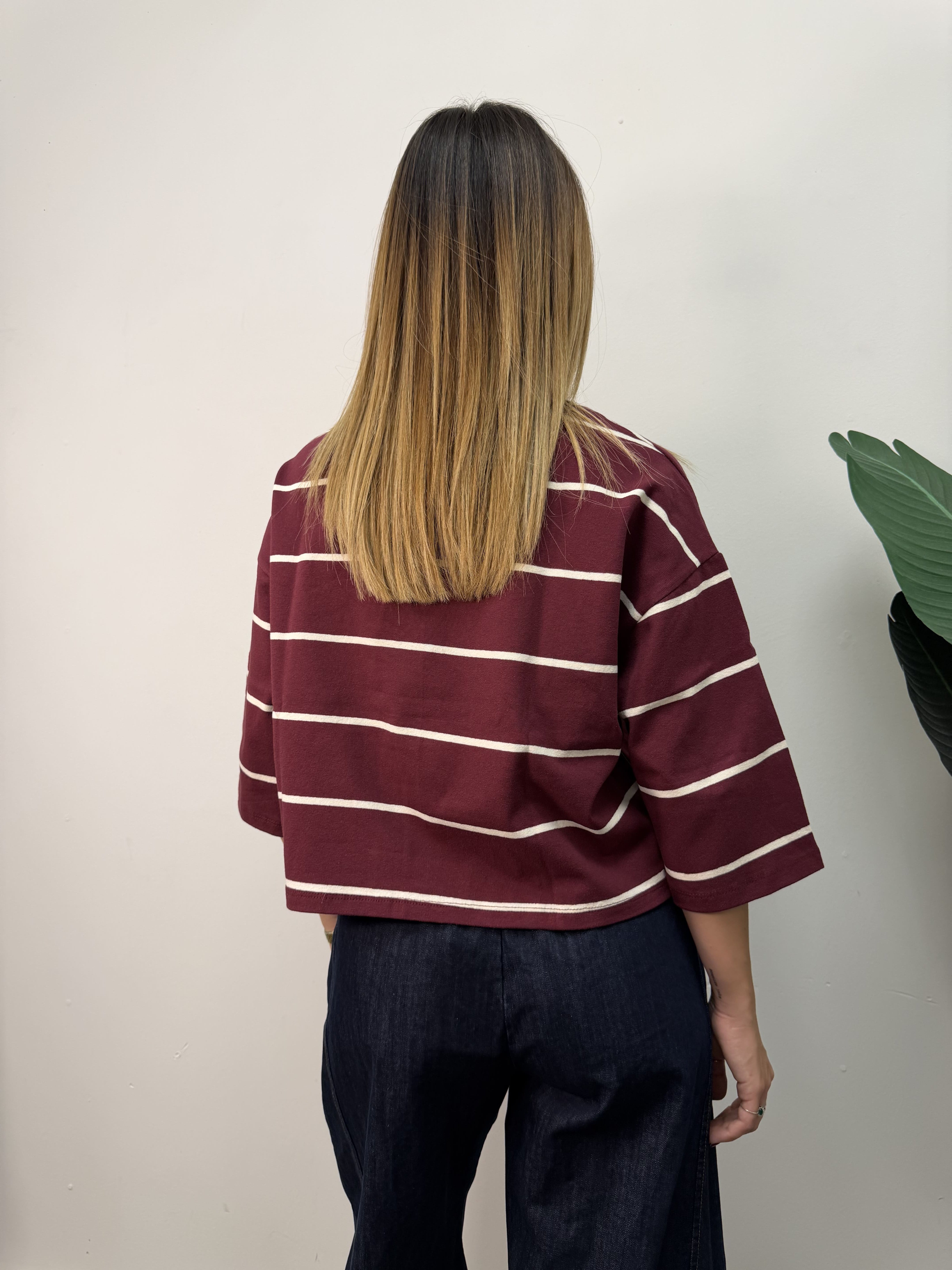T-shirt manica 3/4 stampa righe Susy Mix