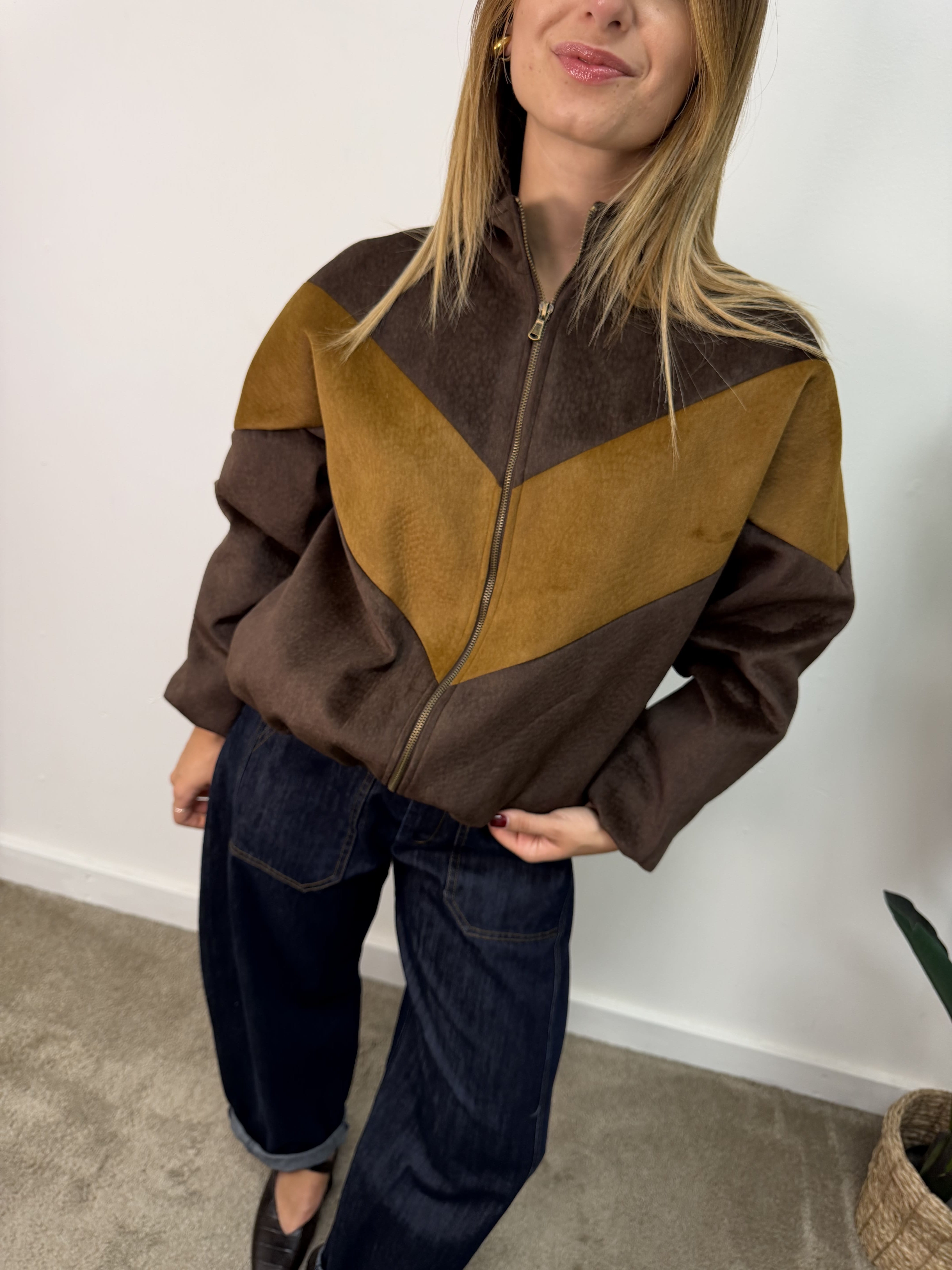 Bomber bicolor con zip Susy Mix