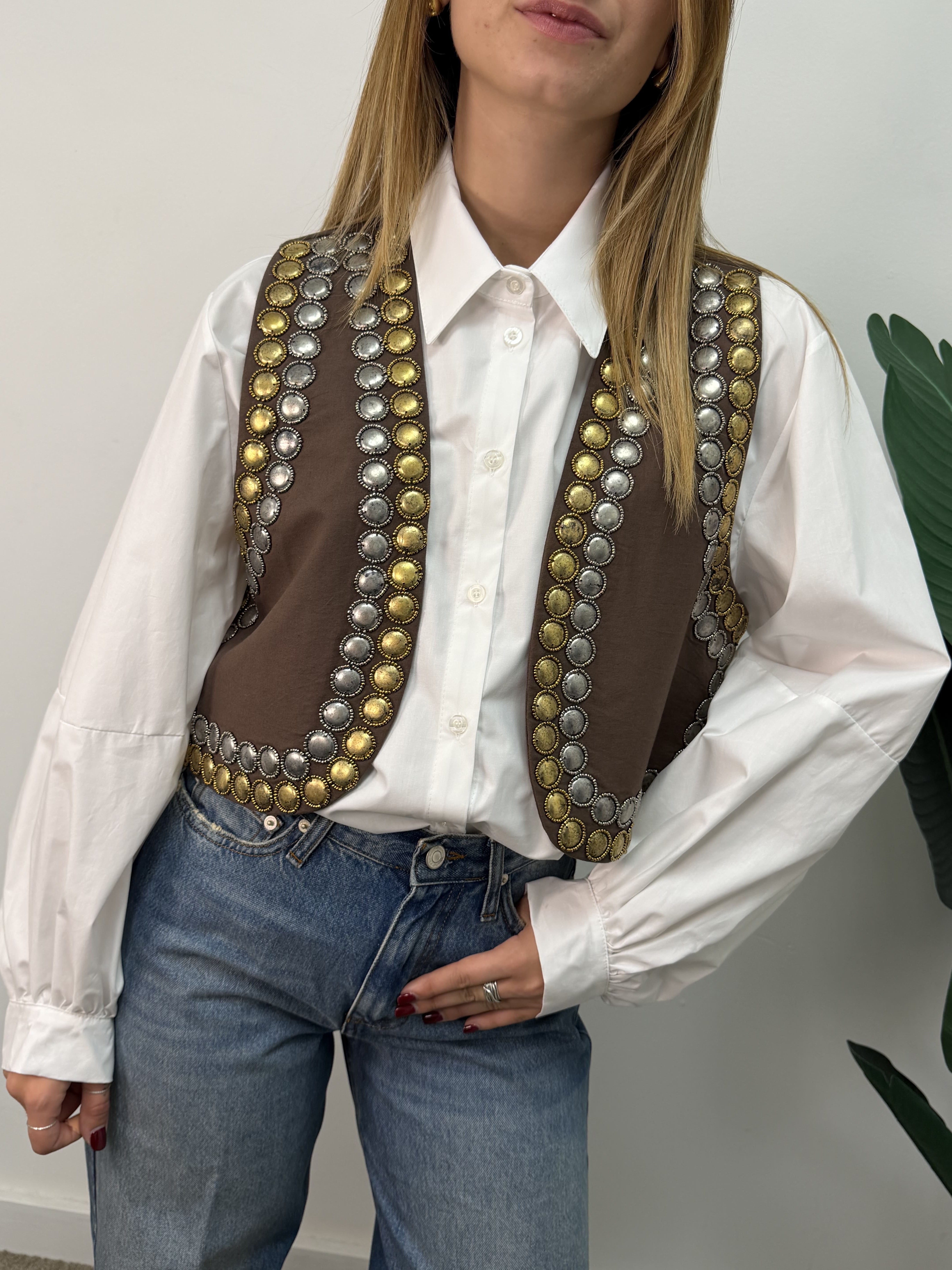 Gilet in cotone con applicazioni oro/ argento Dixie