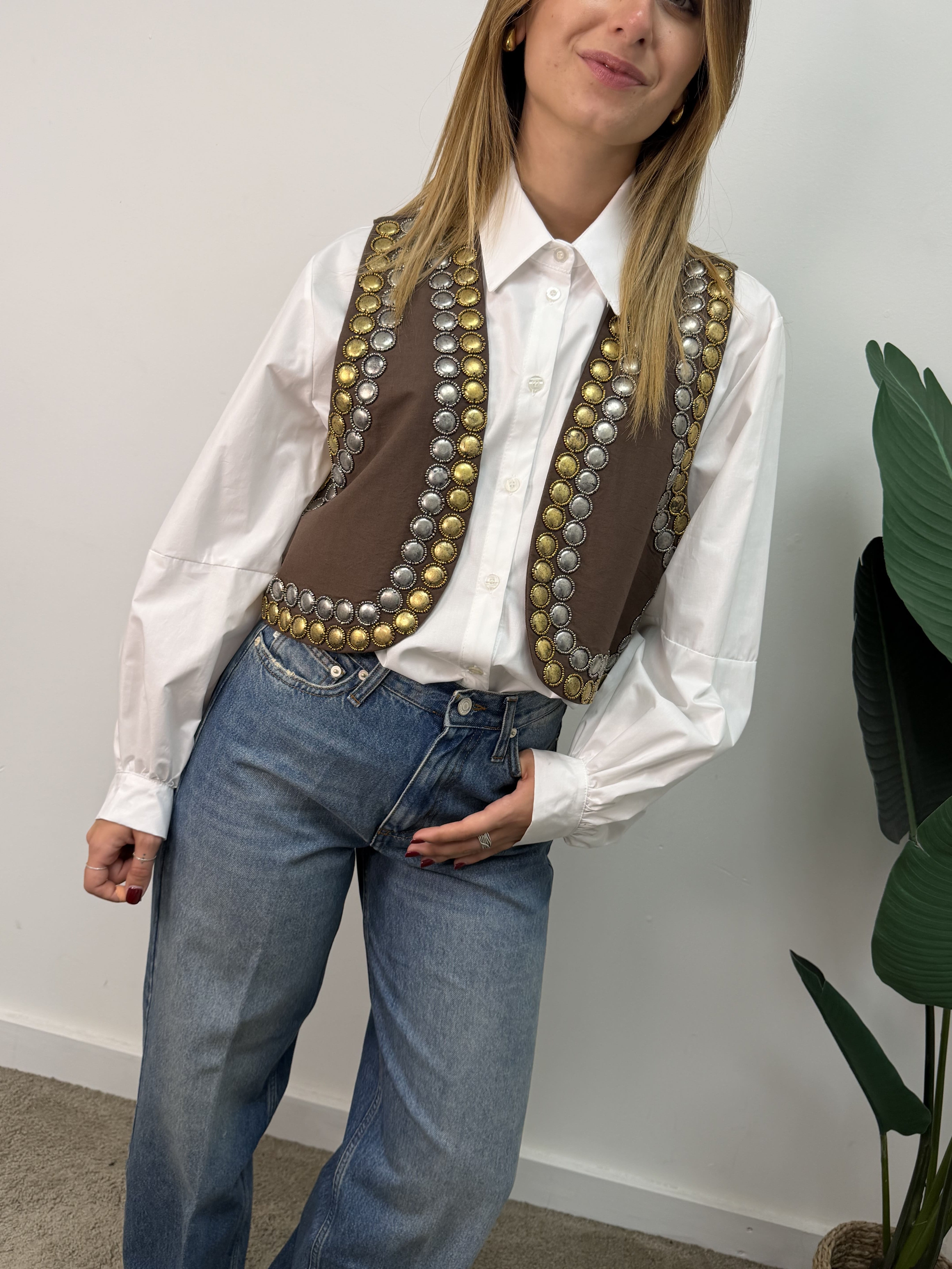 Gilet in cotone con applicazioni oro/ argento Dixie