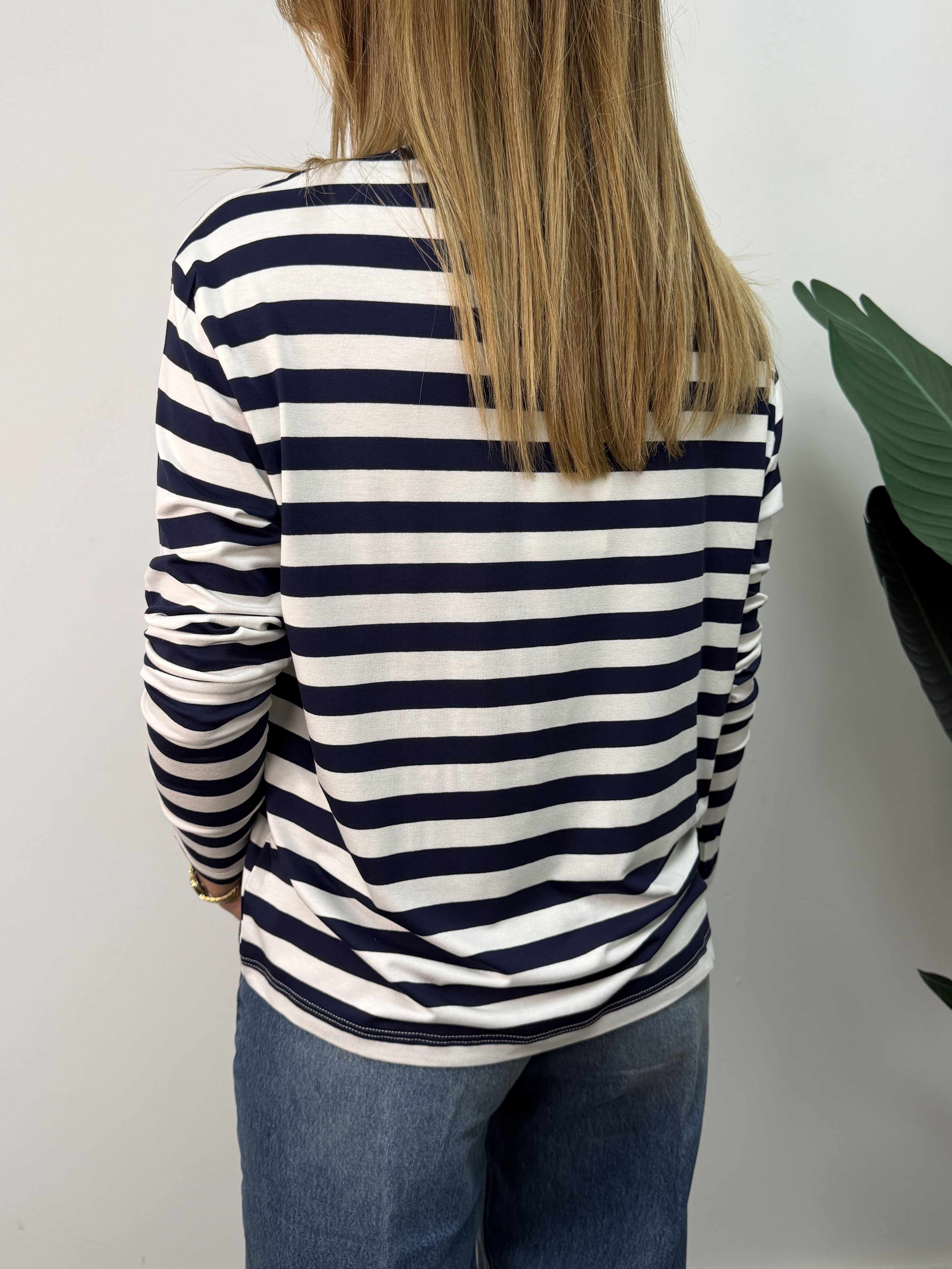 T-shirt in viscosa rigata manica lunga Dixie