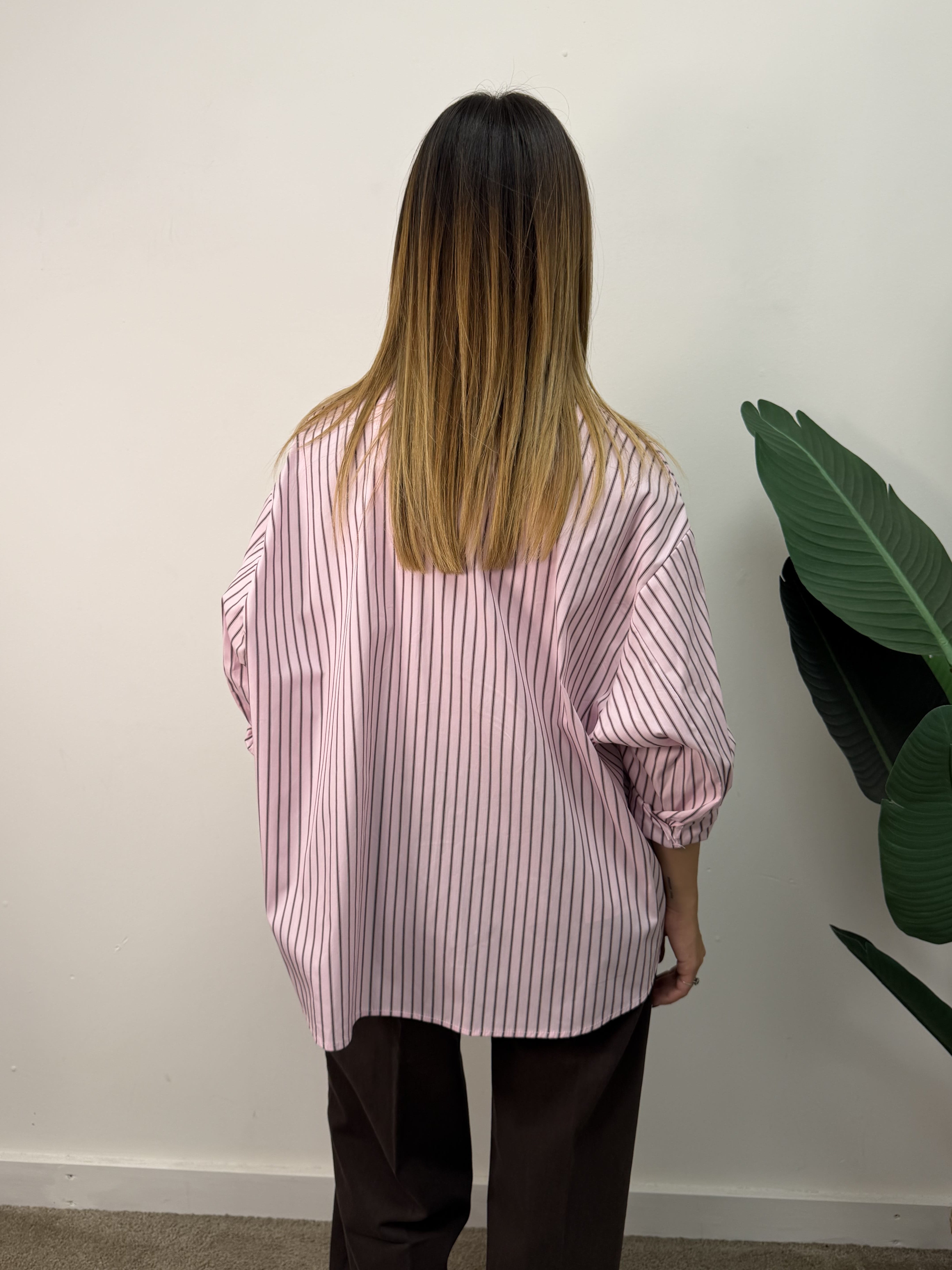 Camicia over rigata con ricamo tigre Tensione In