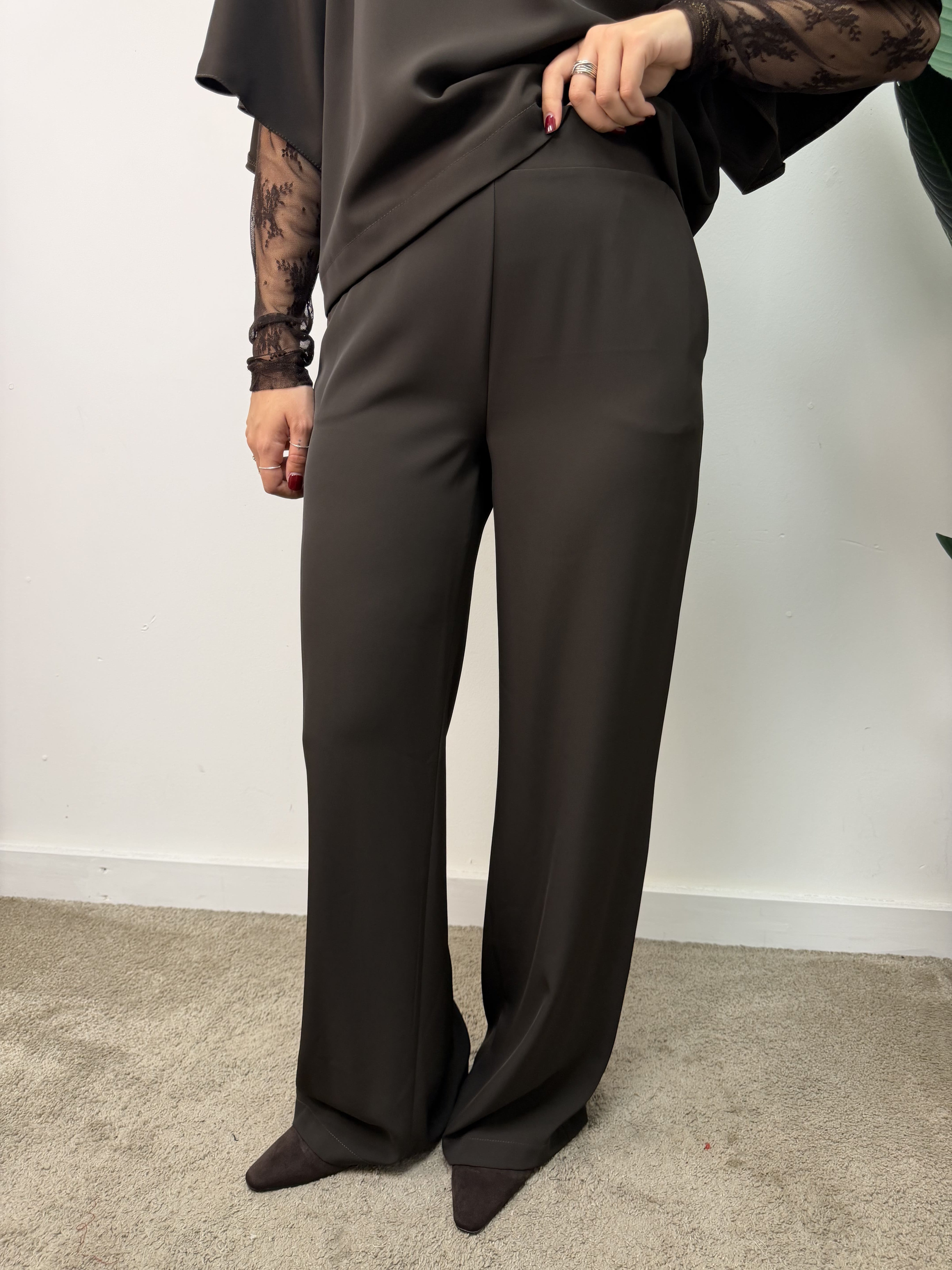 Coord-set maglia manica pizzo+pantalone fluido Susy Mix