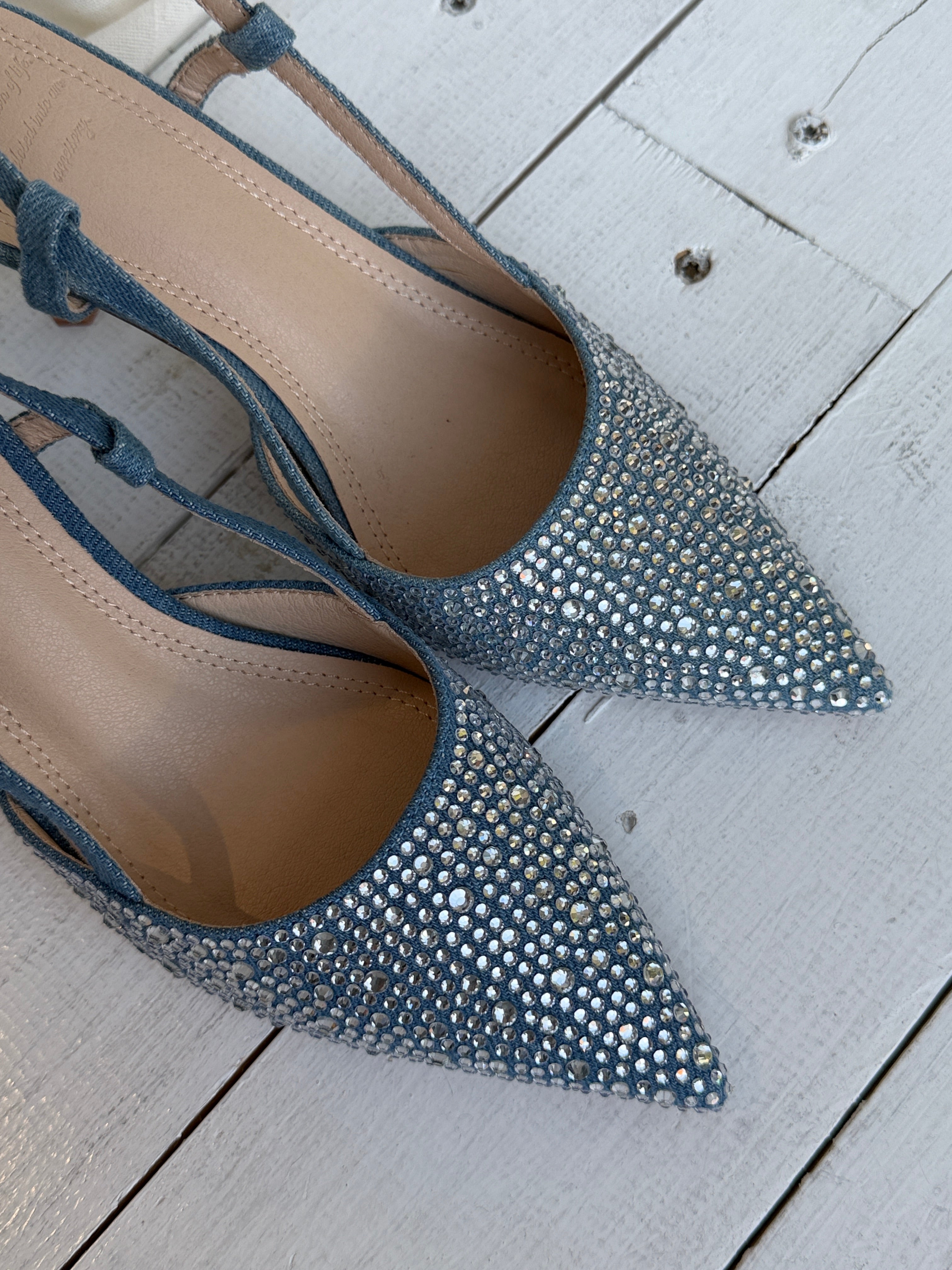 Slingback denim con strass TFH