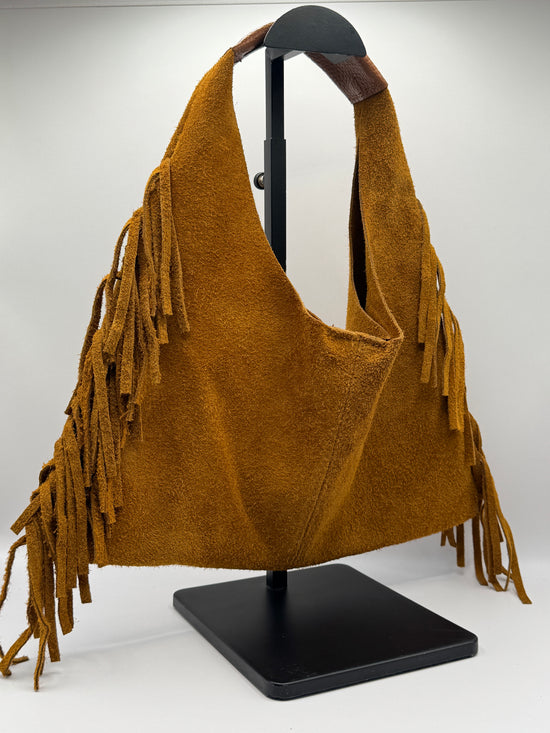 Borsa sacchetto con frange in crosta MyD