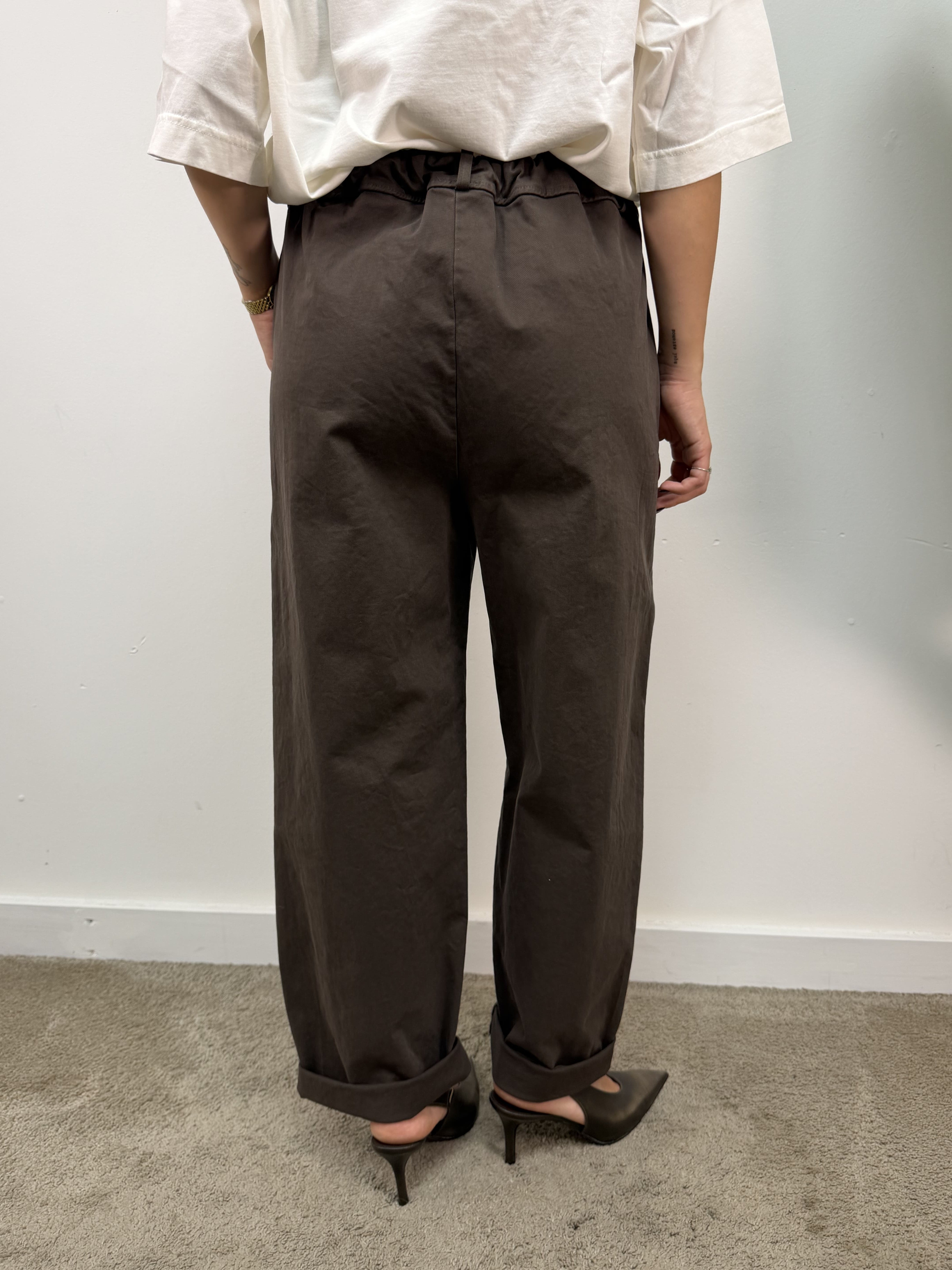 Pantalone barrel in cotone gabardine MyD