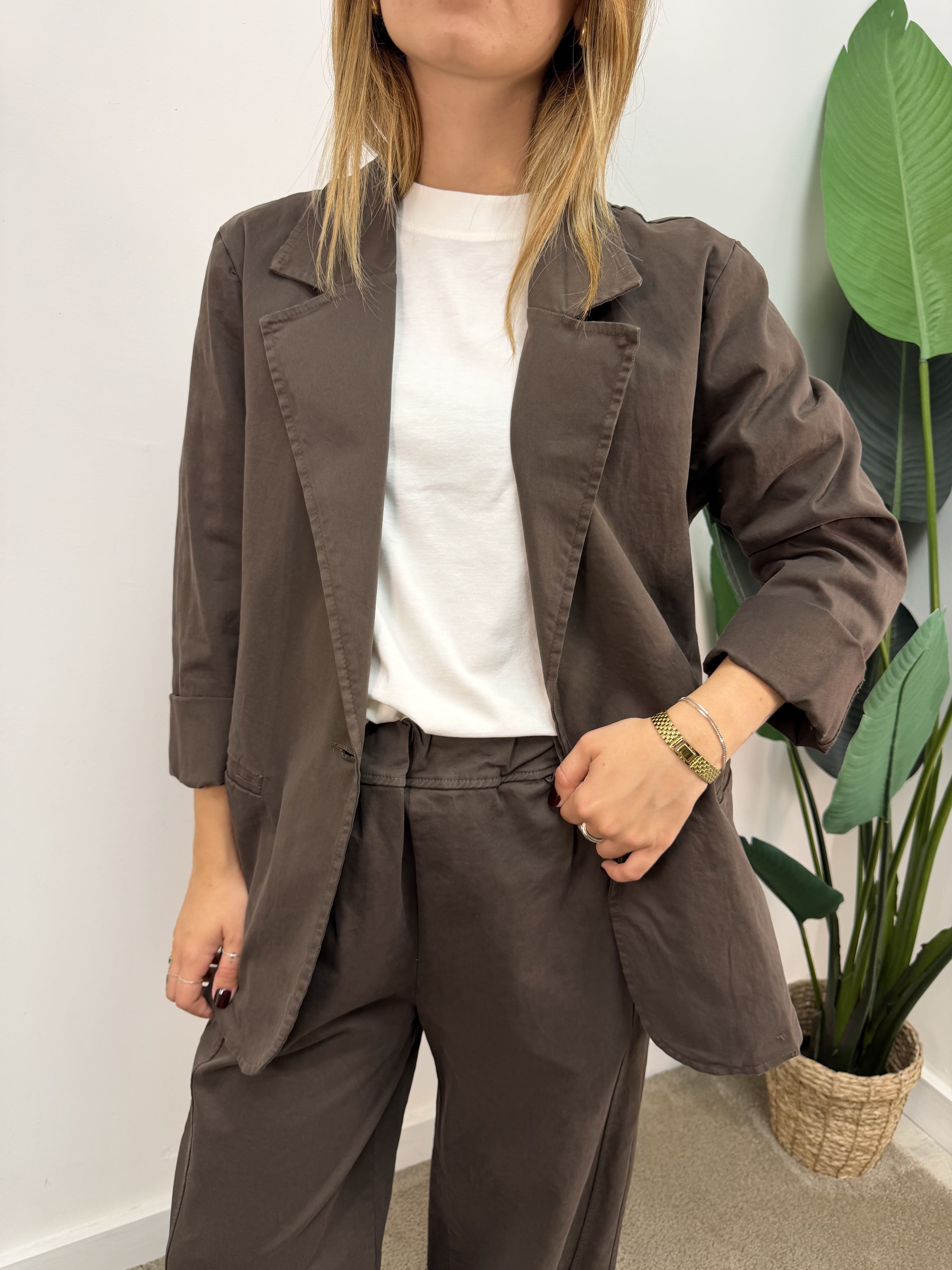 Giacca monopetto in cotone gabardine MyD