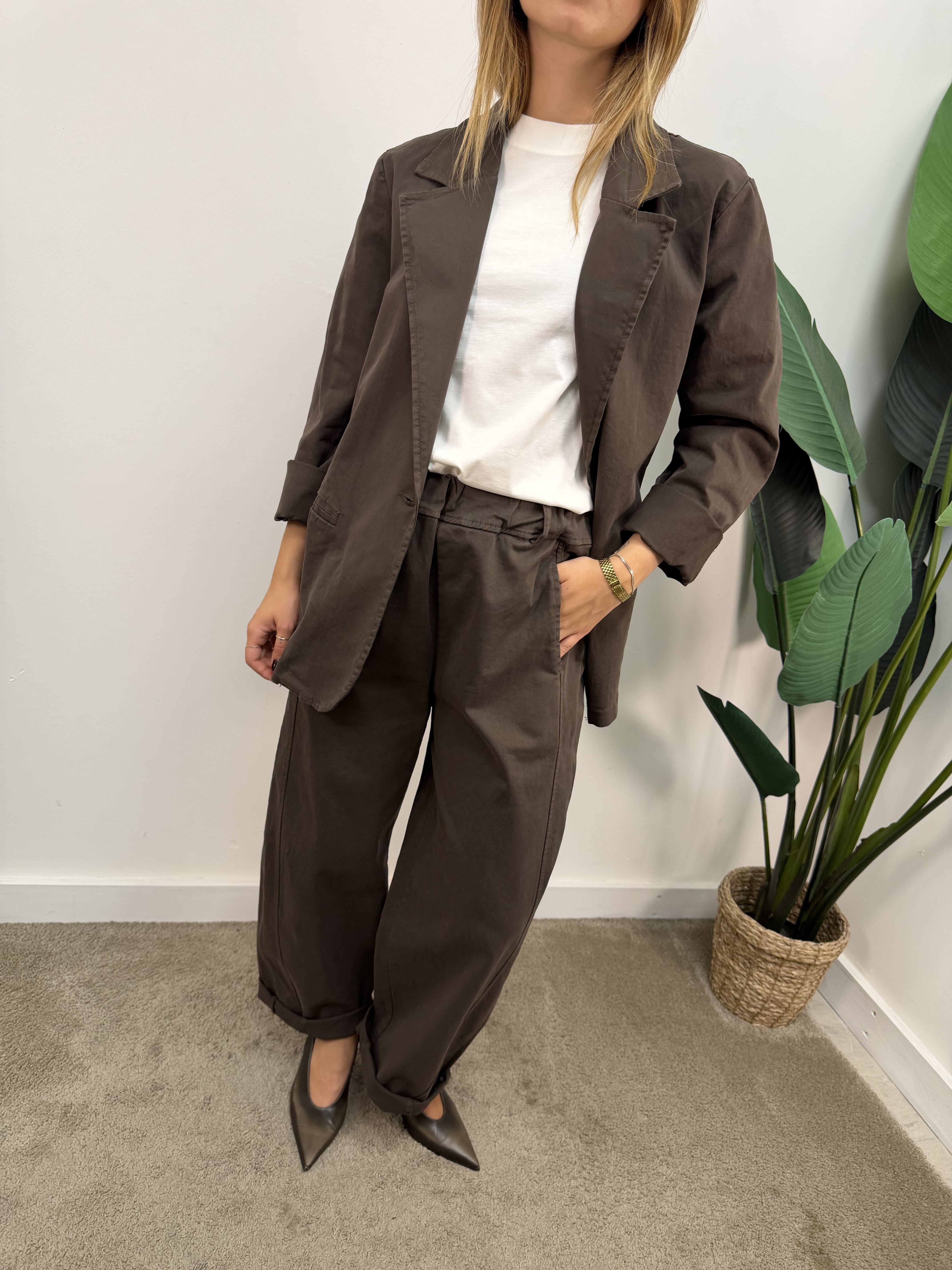 Giacca monopetto in cotone gabardine MyD